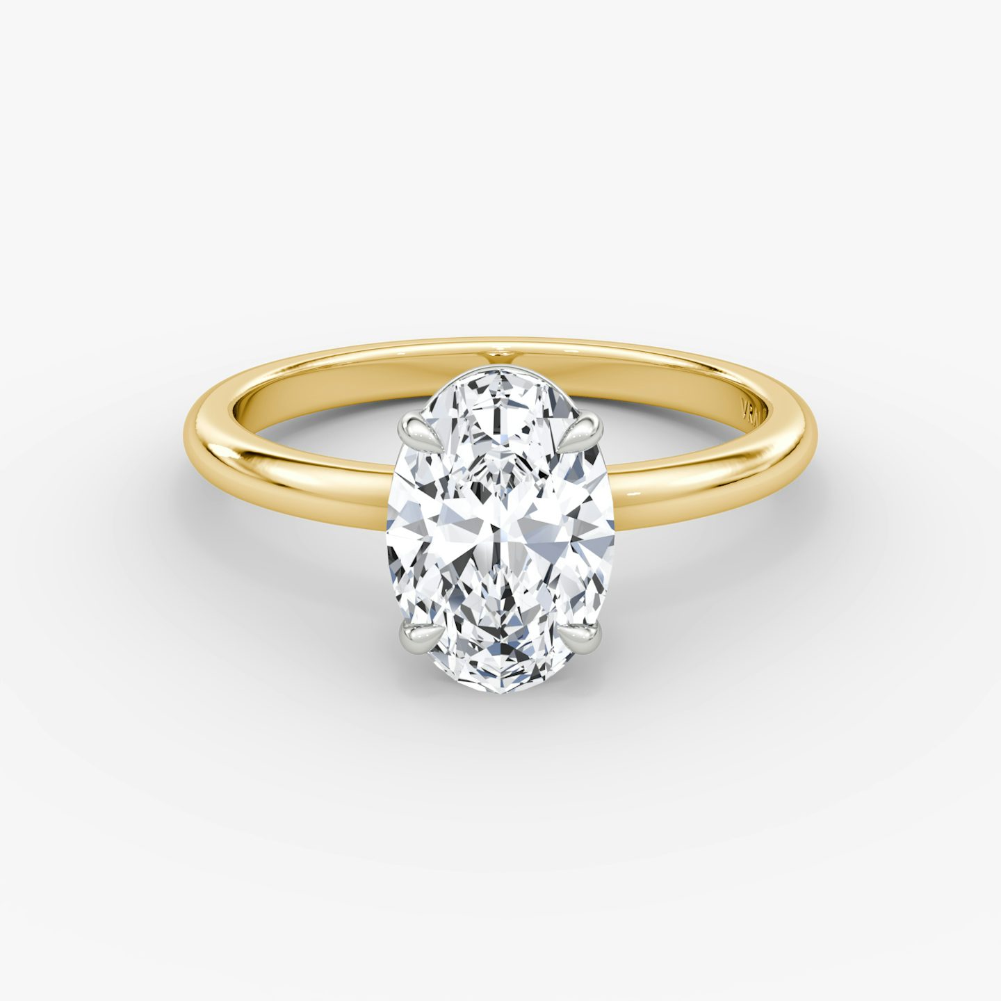 The Signature | Oval | 18k | Yellow Gold and Platinum | bandAccent: Plain | bandWidth: standard | hiddenHalo: no | diamondOrientation: vertical | caratWeight: other