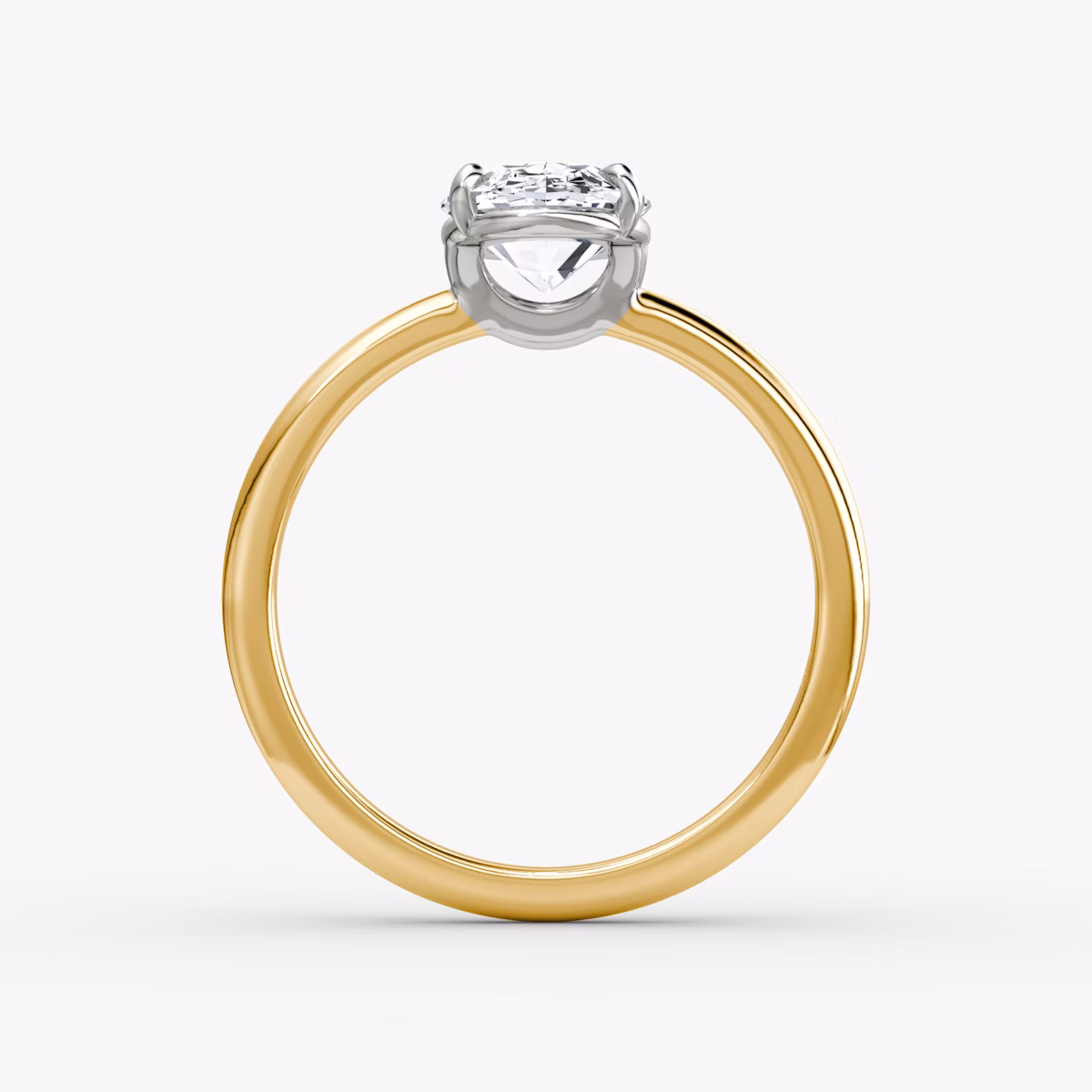 The Signature | Oval | 18k | Yellow Gold and Platinum | bandAccent: Plain | bandWidth: standard | hiddenHalo: no | diamondOrientation: vertical | caratWeight: other