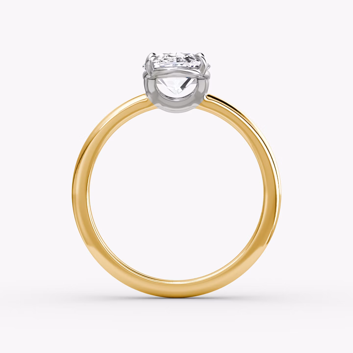 The Signature | Oval | 18k | Yellow Gold and Platinum | bandAccent: Plain | bandWidth: standard | hiddenHalo: no | diamondOrientation: vertical | caratWeight: other