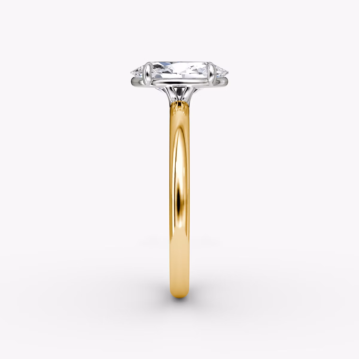 The Signature | Oval | 18k | Yellow Gold and Platinum | bandAccent: Plain | bandWidth: standard | hiddenHalo: no | diamondOrientation: vertical | caratWeight: other