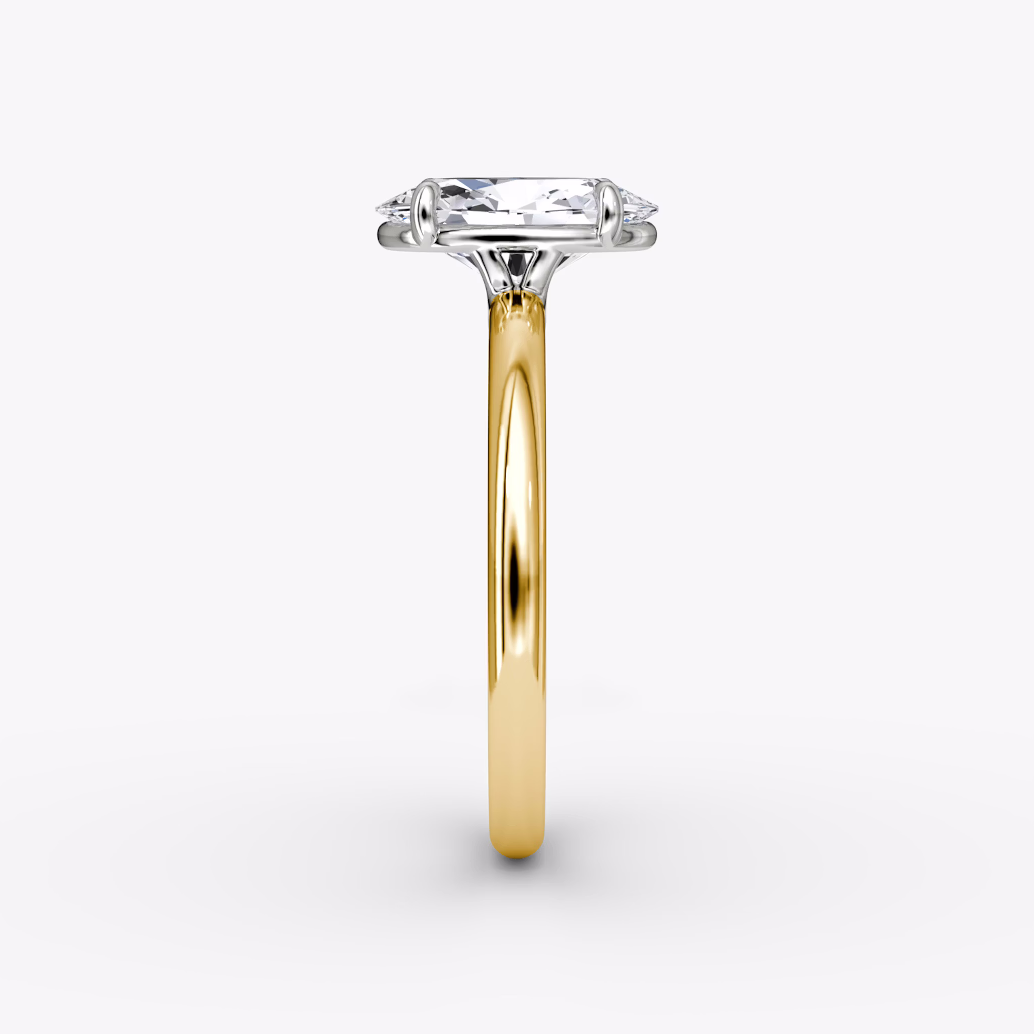 Signature | Oval | 18k | Gelbgold und Platin | bandAccent: Ohne Pavé-Besatz | bandWidth: standard | hiddenHalo: no | diamondOrientation: vertical | caratWeight: other