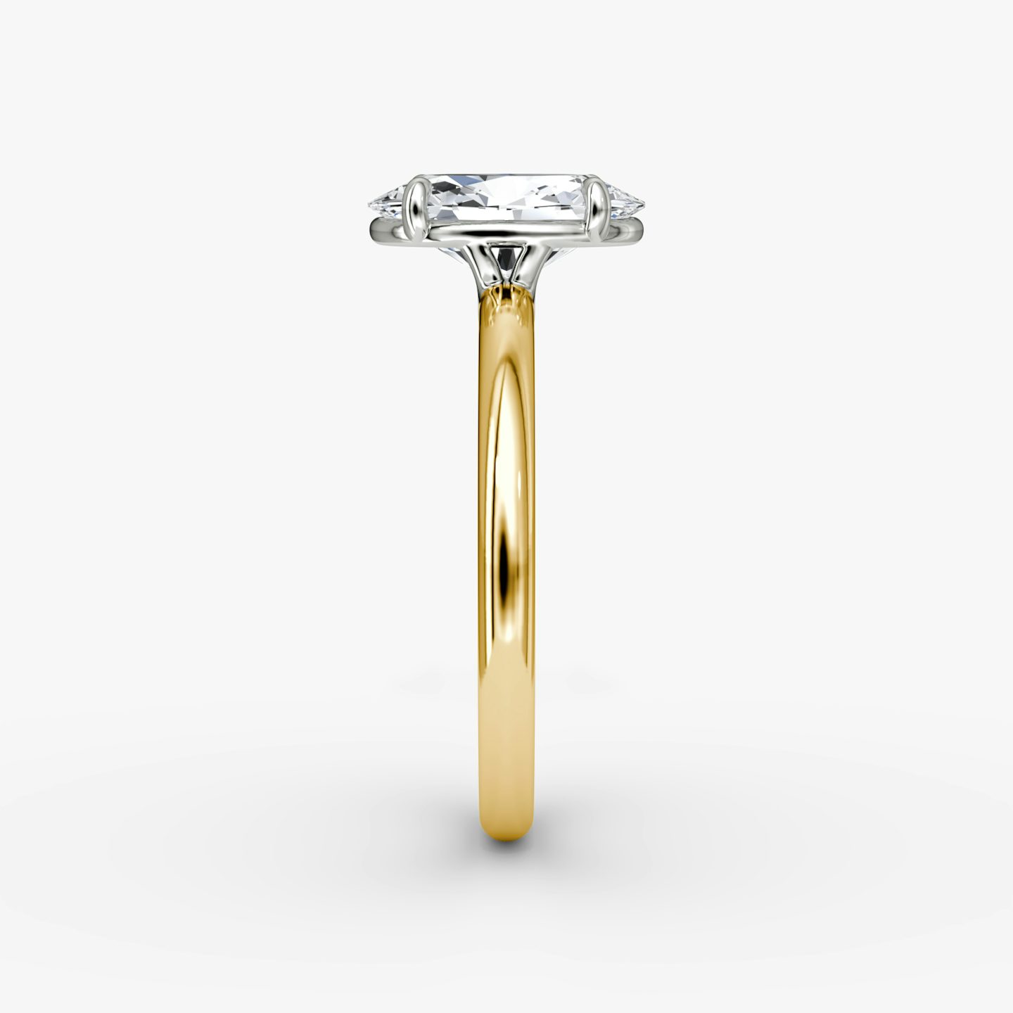 The Signature | Oval | 18k | Yellow Gold and Platinum | bandAccent: Plain | bandWidth: standard | hiddenHalo: no | diamondOrientation: vertical | caratWeight: other