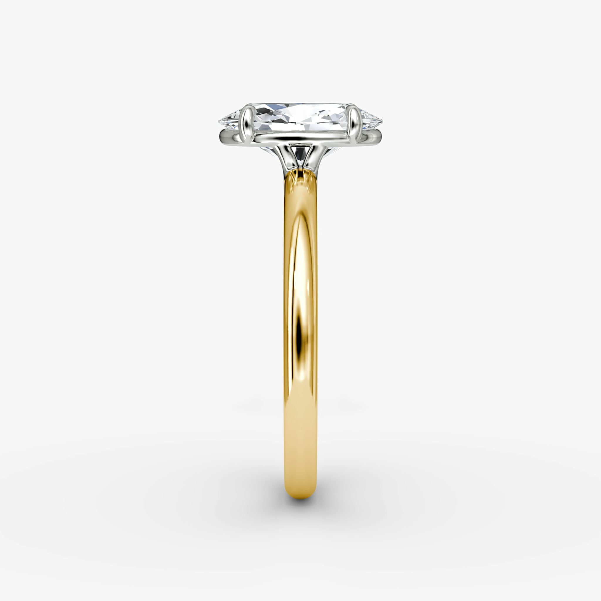 Signature | Oval | 18k | Gelbgold und Platin | bandAccent: Ohne Pavé-Besatz | bandWidth: standard | hiddenHalo: no | diamondOrientation: vertical | caratWeight: other