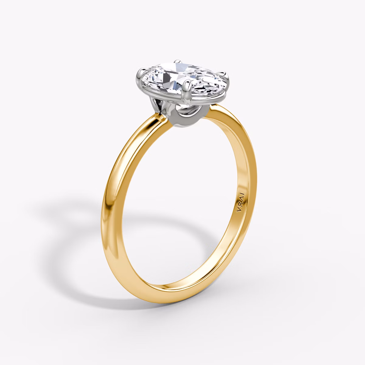 The Signature | Oval | 18k | Yellow Gold and Platinum | bandAccent: Plain | bandWidth: standard | hiddenHalo: no | diamondOrientation: vertical | caratWeight: other