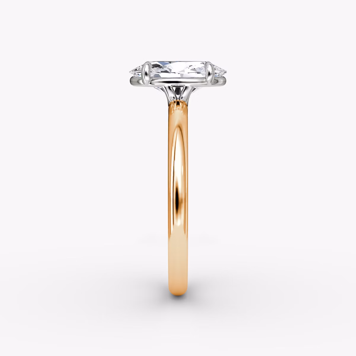 The Signature | Oval | 14k | Rose Gold and Platinum | bandAccent: Plain | bandWidth: standard | hiddenHalo: no | diamondOrientation: vertical | caratWeight: other