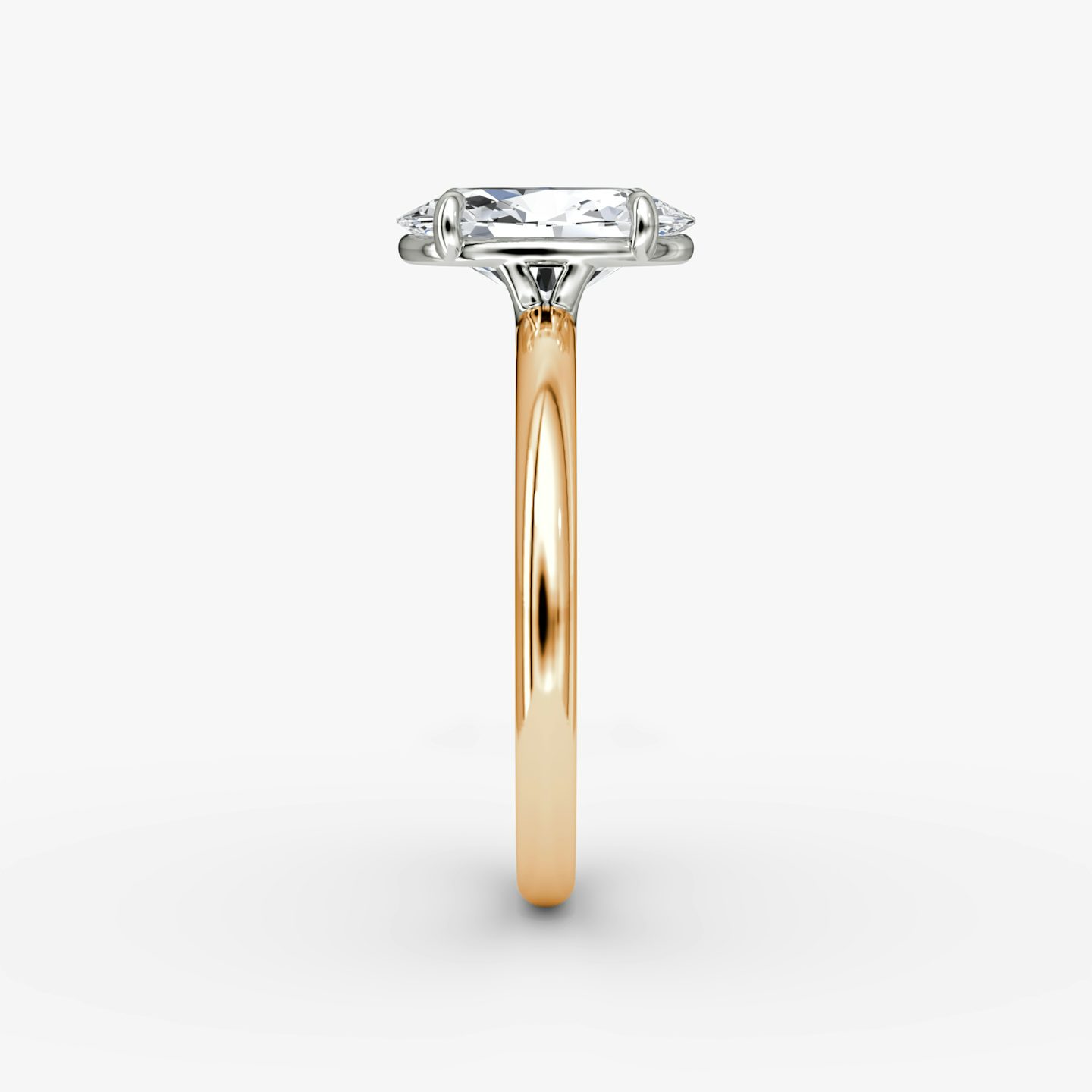 The Signature | Oval | 14k | Rose Gold and Platinum | bandAccent: Plain | bandWidth: standard | hiddenHalo: no | diamondOrientation: vertical | caratWeight: other