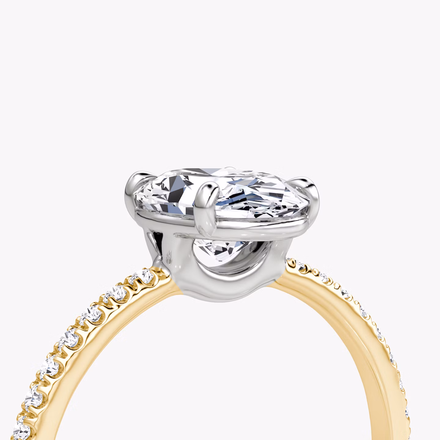 The Signature | Oval | 18k | Yellow Gold and Platinum | bandAccent: Pavé | bandWidth: standard | hiddenHalo: no | diamondOrientation: vertical | caratWeight: other