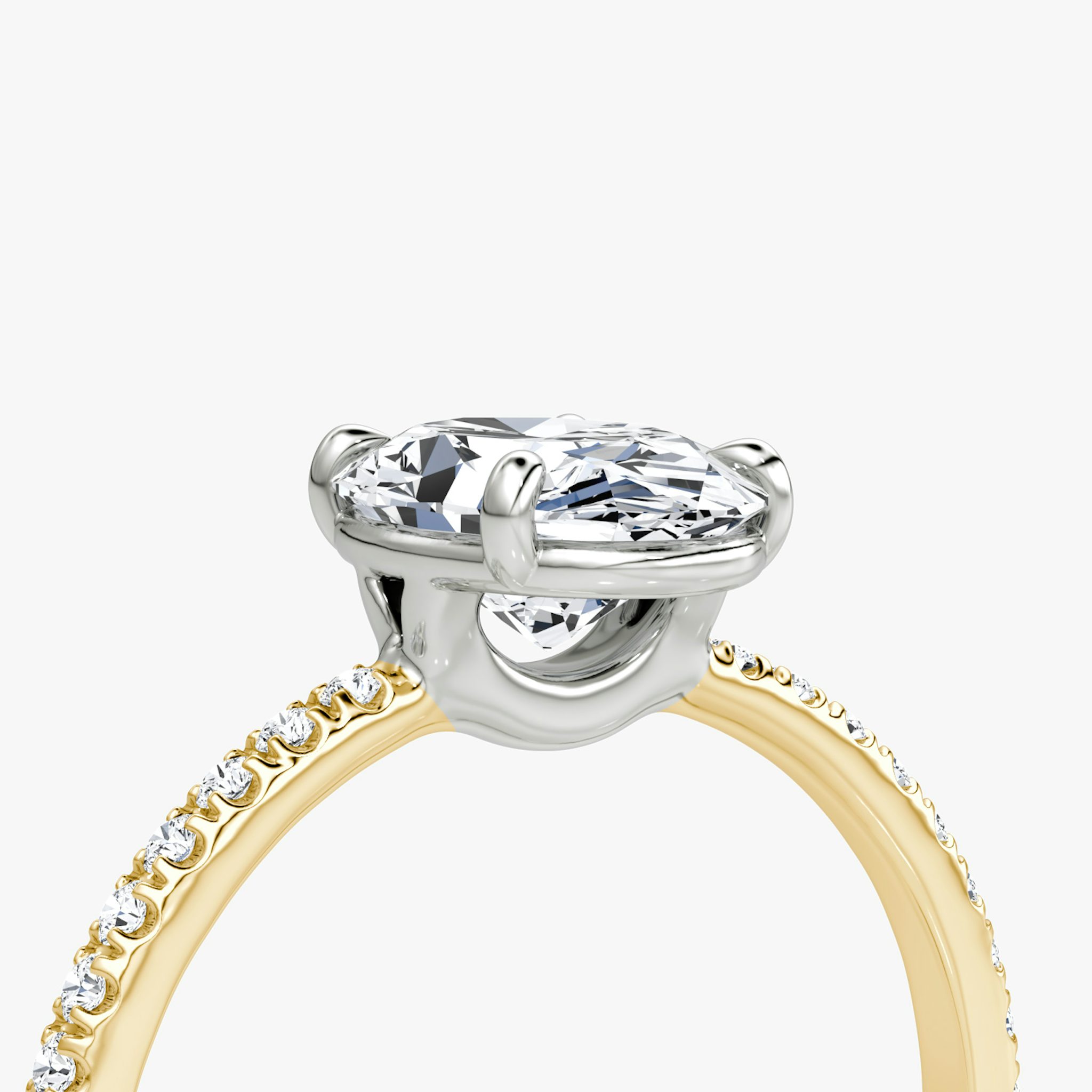 The Signature | Oval | 18k | Yellow Gold and Platinum | bandAccent: Pavé | bandWidth: standard | hiddenHalo: no | diamondOrientation: vertical | caratWeight: other