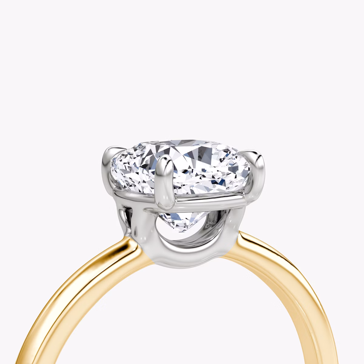 The Signature | Cushion | 18k | Yellow Gold and Platinum | bandAccent: Plain | bandWidth: standard | hiddenHalo: no | diamondOrientation: vertical | caratWeight: other