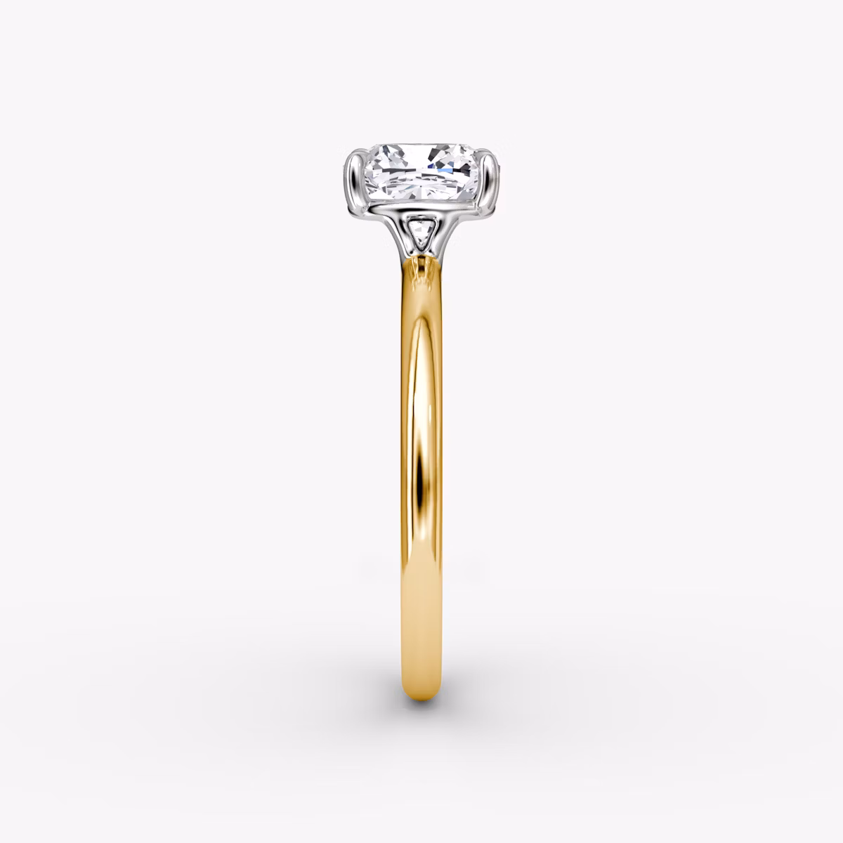 The Signature | Cushion | 18k | Yellow Gold and Platinum | bandAccent: Plain | bandWidth: standard | hiddenHalo: no | diamondOrientation: vertical | caratWeight: other