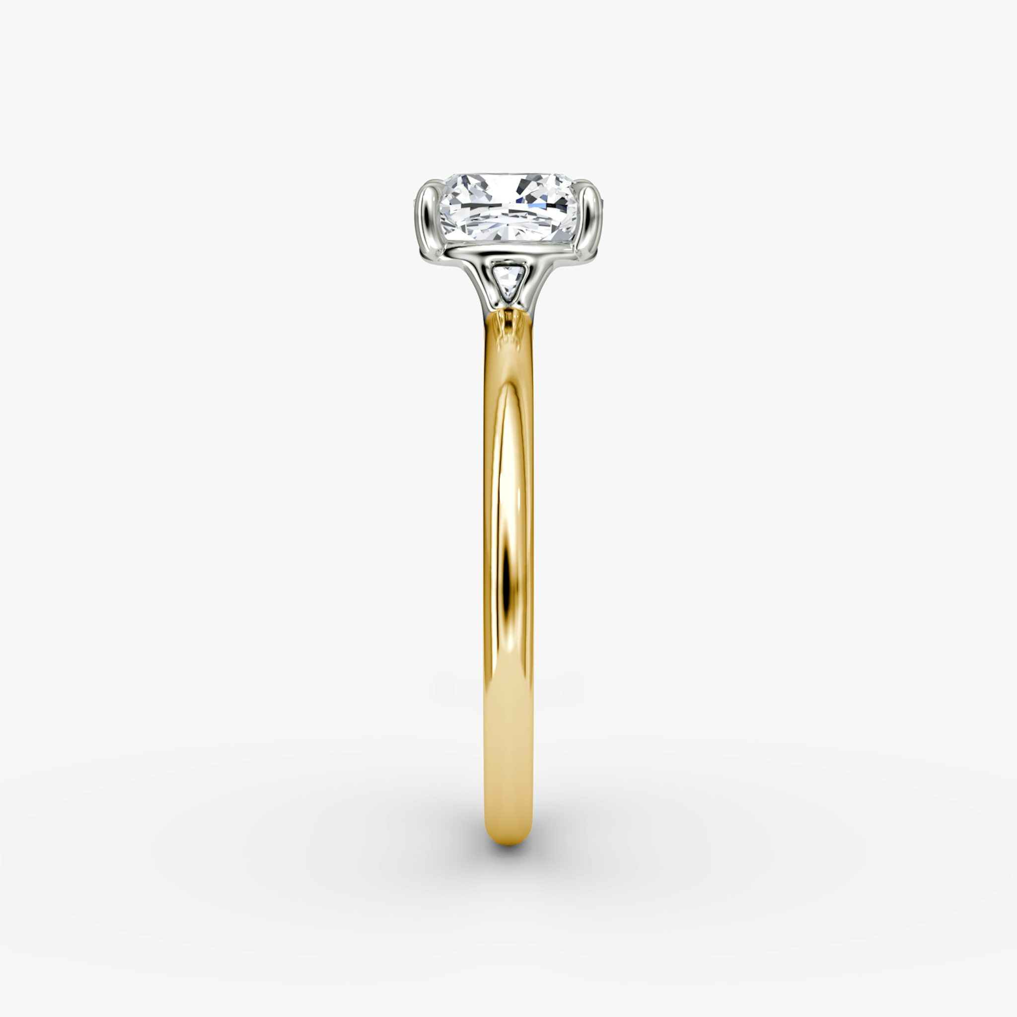 The Signature | Cushion | 18k | Yellow Gold and Platinum | bandAccent: Plain | bandWidth: standard | hiddenHalo: no | diamondOrientation: vertical | caratWeight: other