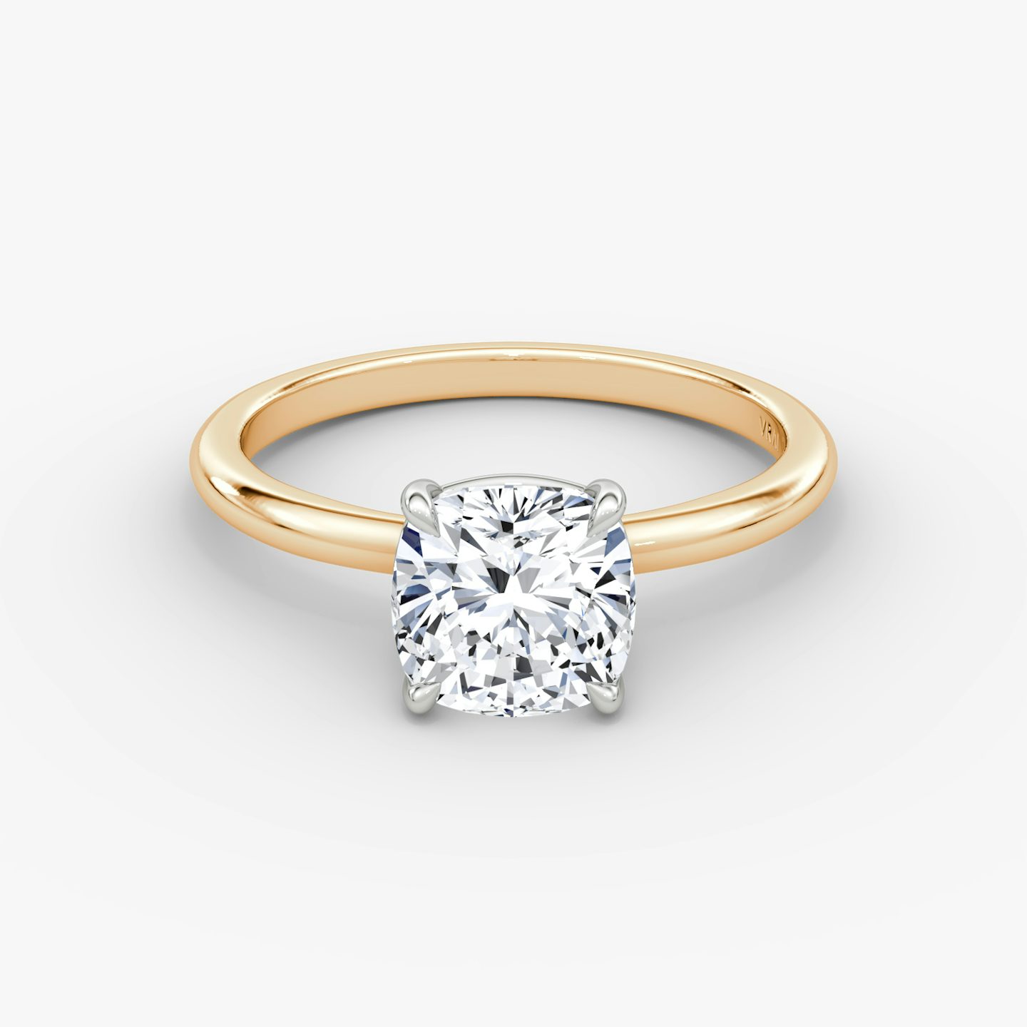 Anillo de compromiso Signature | Cojín | 14k | Oro rosa y platino | bandAccent: Simple | bandWidth: standard | hiddenHalo: no | diamondOrientation: horizontal | caratWeight: other