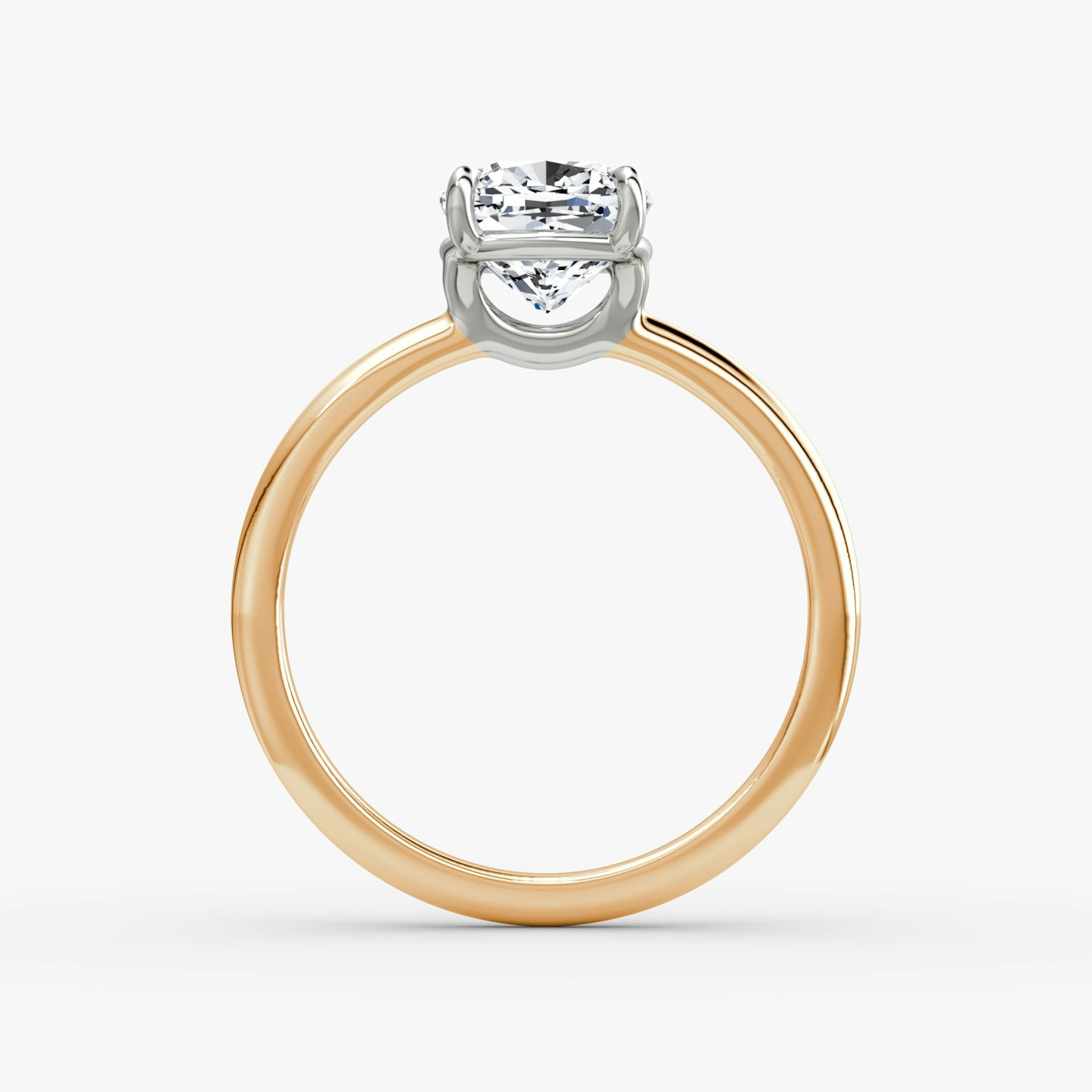 Anillo de compromiso Signature | Cojín | 14k | Oro rosa y platino | bandAccent: Simple | bandWidth: standard | hiddenHalo: no | diamondOrientation: horizontal | caratWeight: other