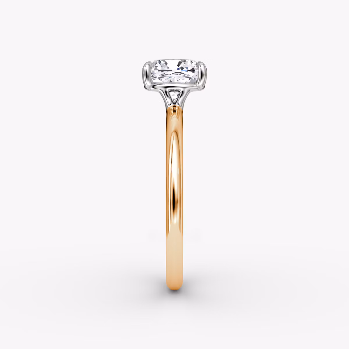 The Signature | Cushion | 14k | Rose Gold and Platinum | bandAccent: Plain | bandWidth: standard | hiddenHalo: no | diamondOrientation: vertical | caratWeight: other