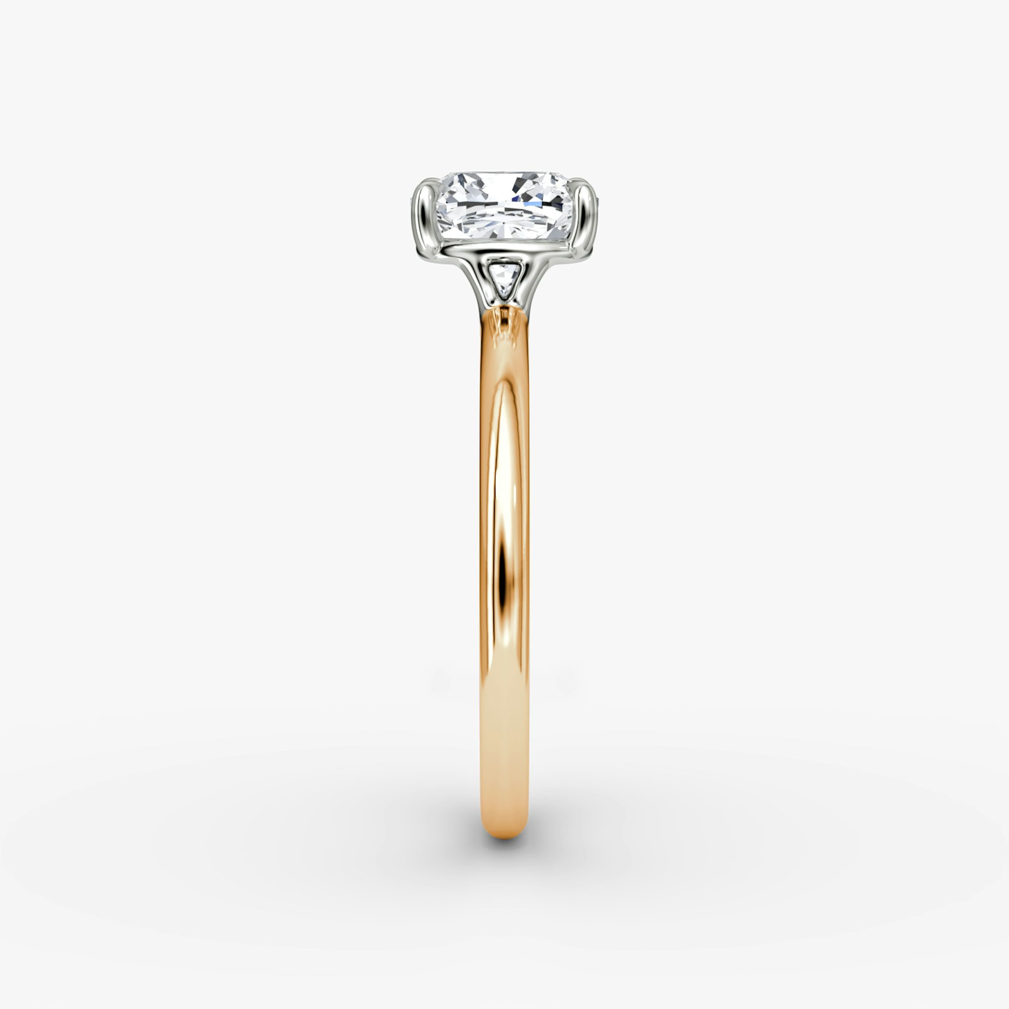 The Signature | Cushion | 14k | Rose Gold and Platinum | bandAccent: Plain | bandWidth: standard | hiddenHalo: no | diamondOrientation: vertical | caratWeight: other