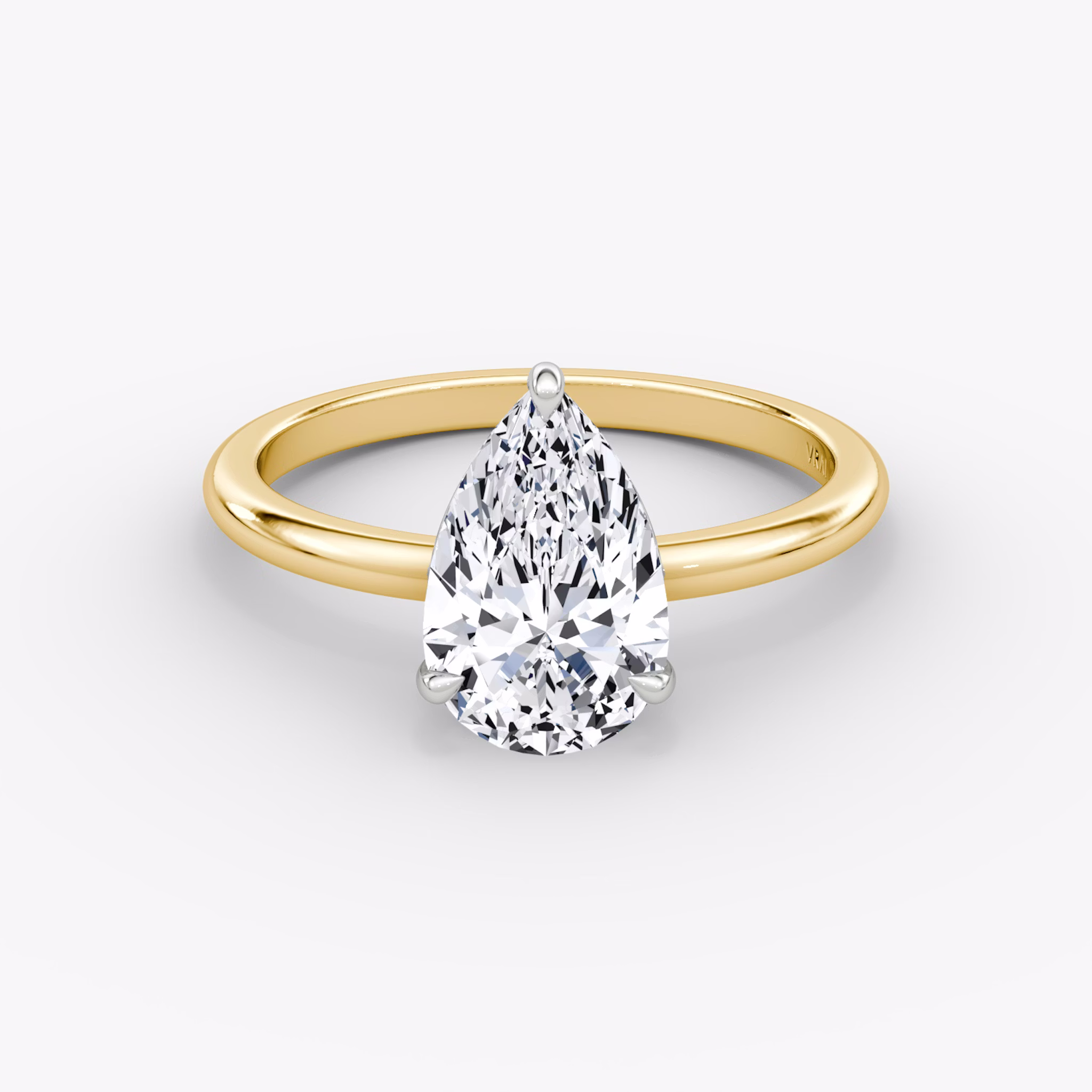 The Signature | Pear | 18k | Yellow Gold and Platinum | bandAccent: Plain | bandWidth: standard | hiddenHalo: no | diamondOrientation: vertical | caratWeight: other