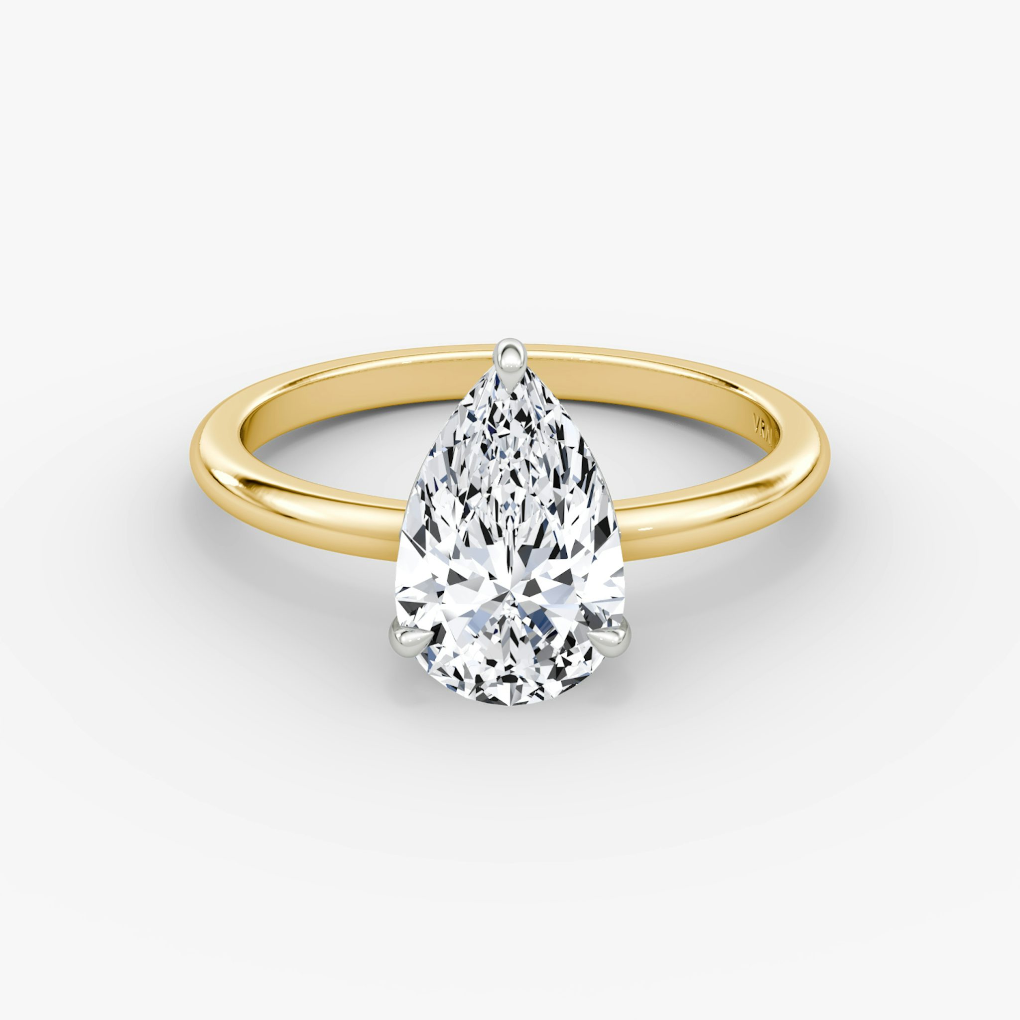 The Signature | Pear | 18k | Yellow Gold and Platinum | bandAccent: Plain | bandWidth: standard | hiddenHalo: no | diamondOrientation: vertical | caratWeight: other