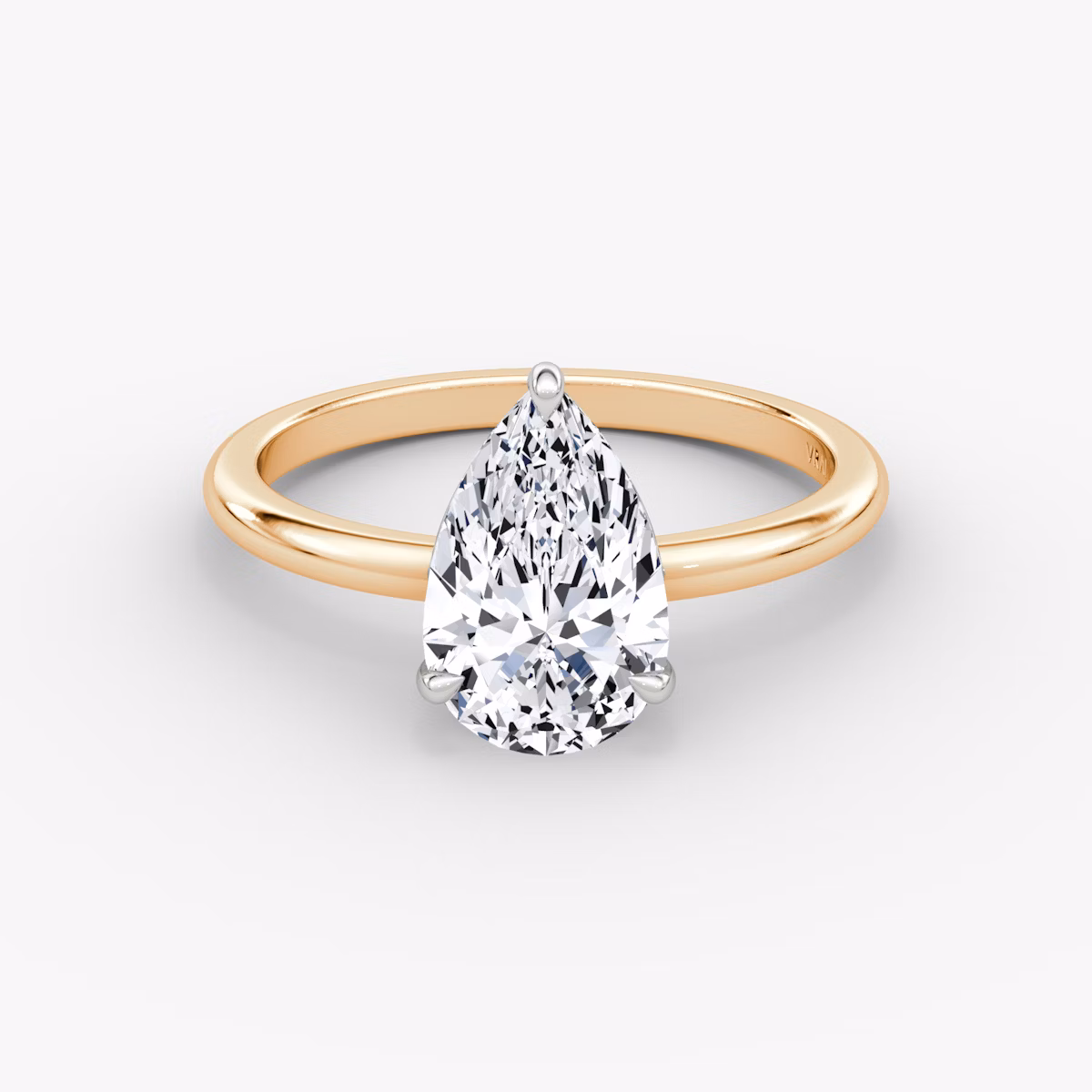The Signature | Pear | 14k | Rose Gold and Platinum | bandAccent: Plain | bandWidth: standard | hiddenHalo: no | diamondOrientation: vertical | caratWeight: other