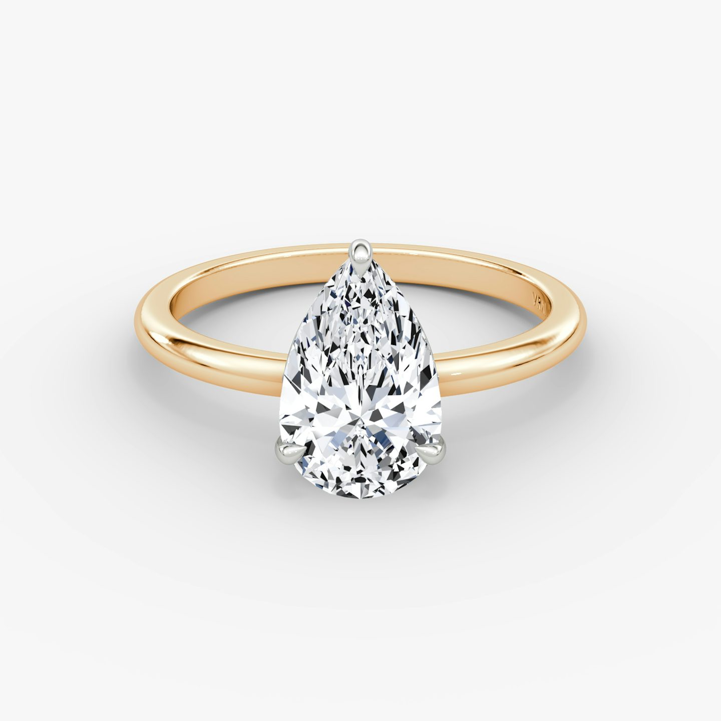 The Signature | Pear | 14k | Rose Gold and Platinum | bandAccent: Plain | bandWidth: standard | hiddenHalo: no | diamondOrientation: vertical | caratWeight: other