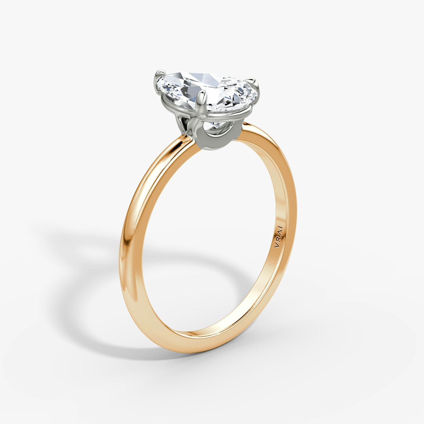 The Signature | Pear | 14k | Rose Gold and Platinum | bandAccent: Plain | bandWidth: standard | hiddenHalo: no | diamondOrientation: vertical | caratWeight: other