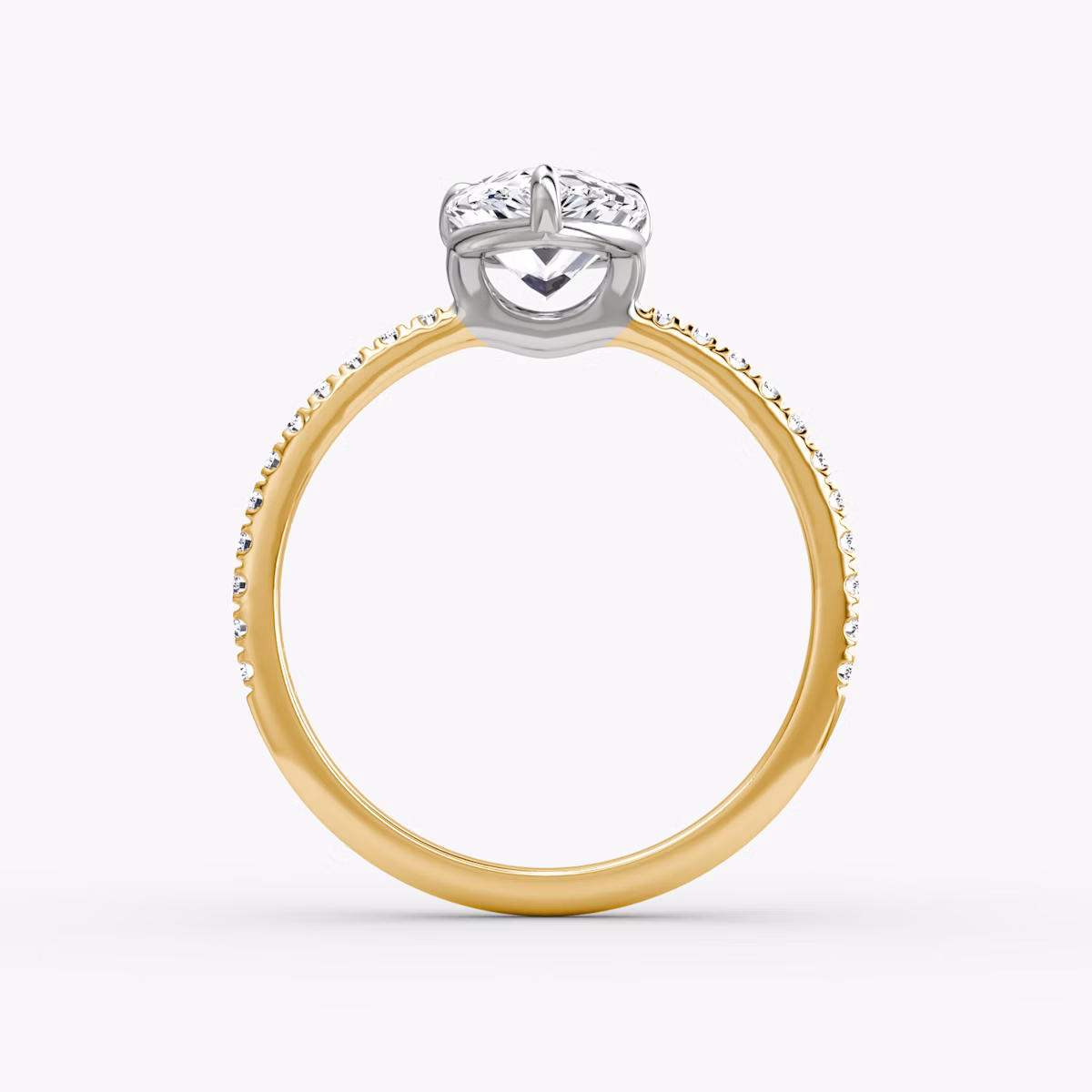The Signature | Pear | 18k | Yellow Gold and Platinum | bandAccent: Pavé | bandWidth: standard | hiddenHalo: no | diamondOrientation: vertical | caratWeight: other