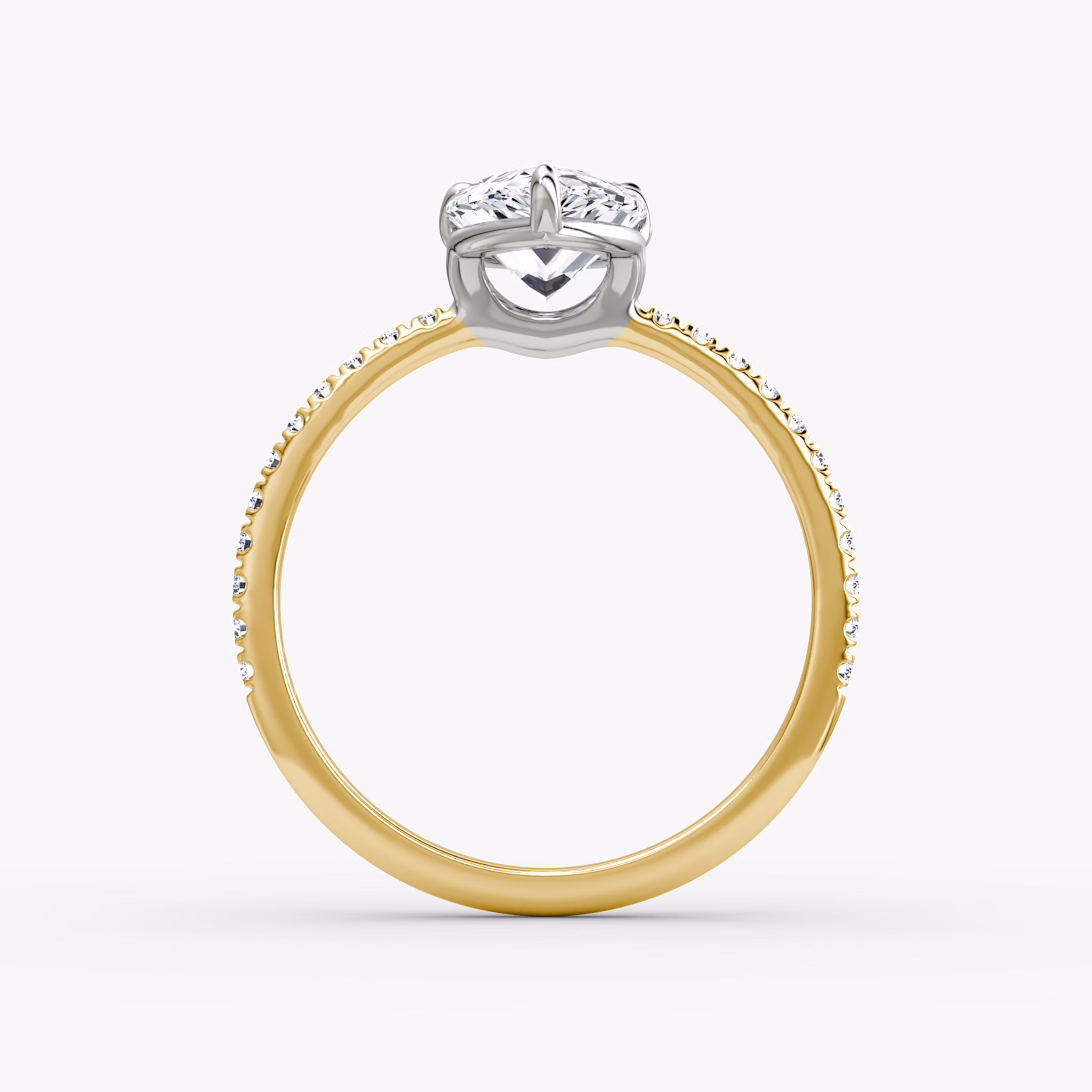 The Signature | Pear | 18k | Yellow Gold and Platinum | bandAccent: Pavé | bandWidth: standard | hiddenHalo: no | diamondOrientation: vertical | caratWeight: other
