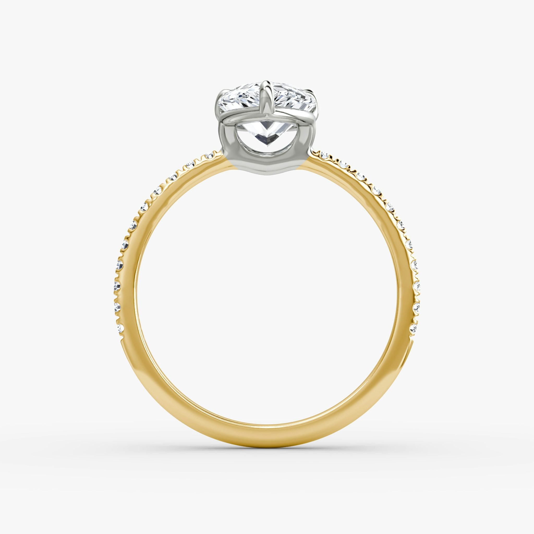 The Signature | Pear | 18k | Yellow Gold and Platinum | bandAccent: Pavé | bandWidth: standard | hiddenHalo: no | diamondOrientation: vertical | caratWeight: other