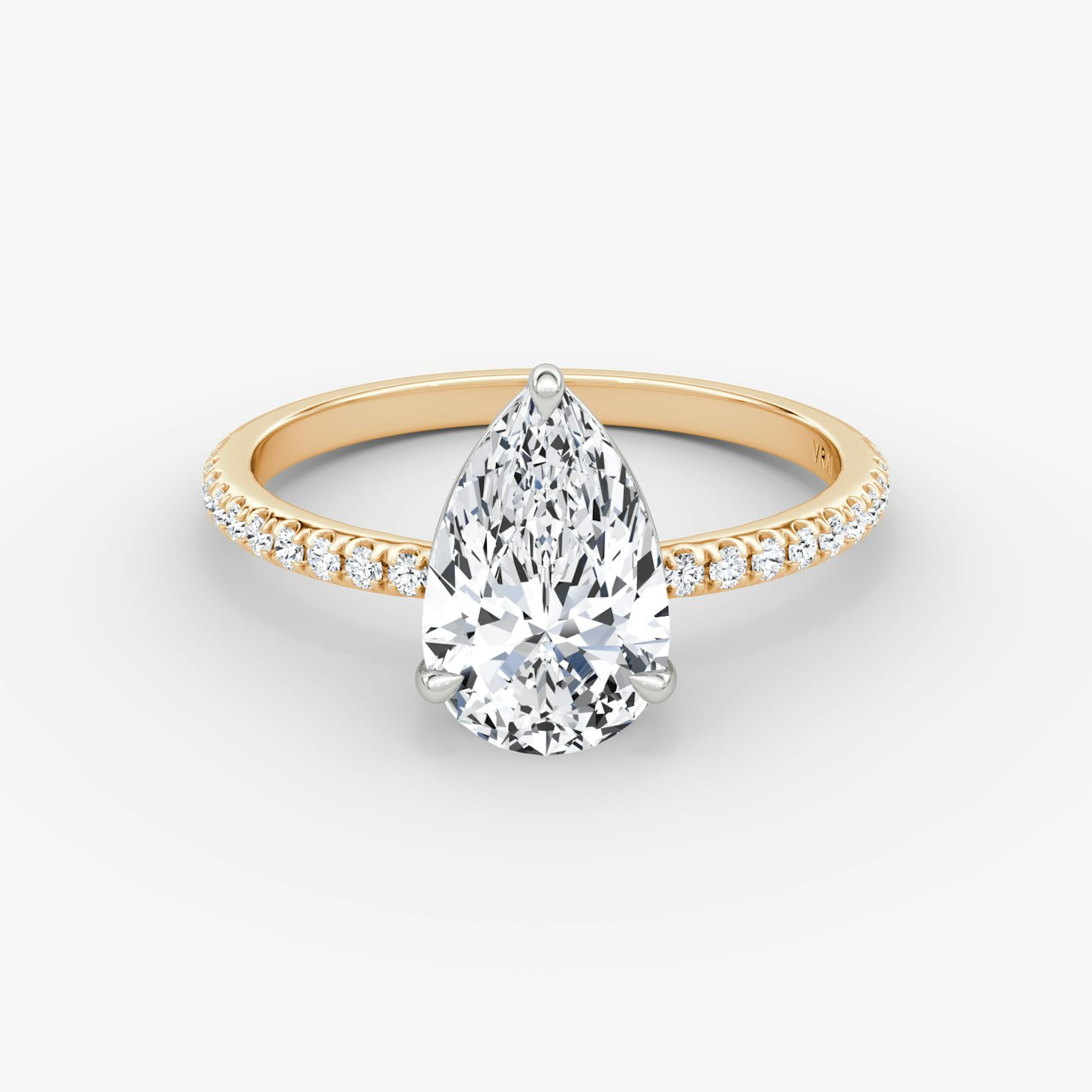 Signature | Tropfen | 14k | Roségold und Platin | bandAccent: Mit Pavé-Besatz | bandWidth: standard | hiddenHalo: no | diamondOrientation: vertical | caratWeight: other