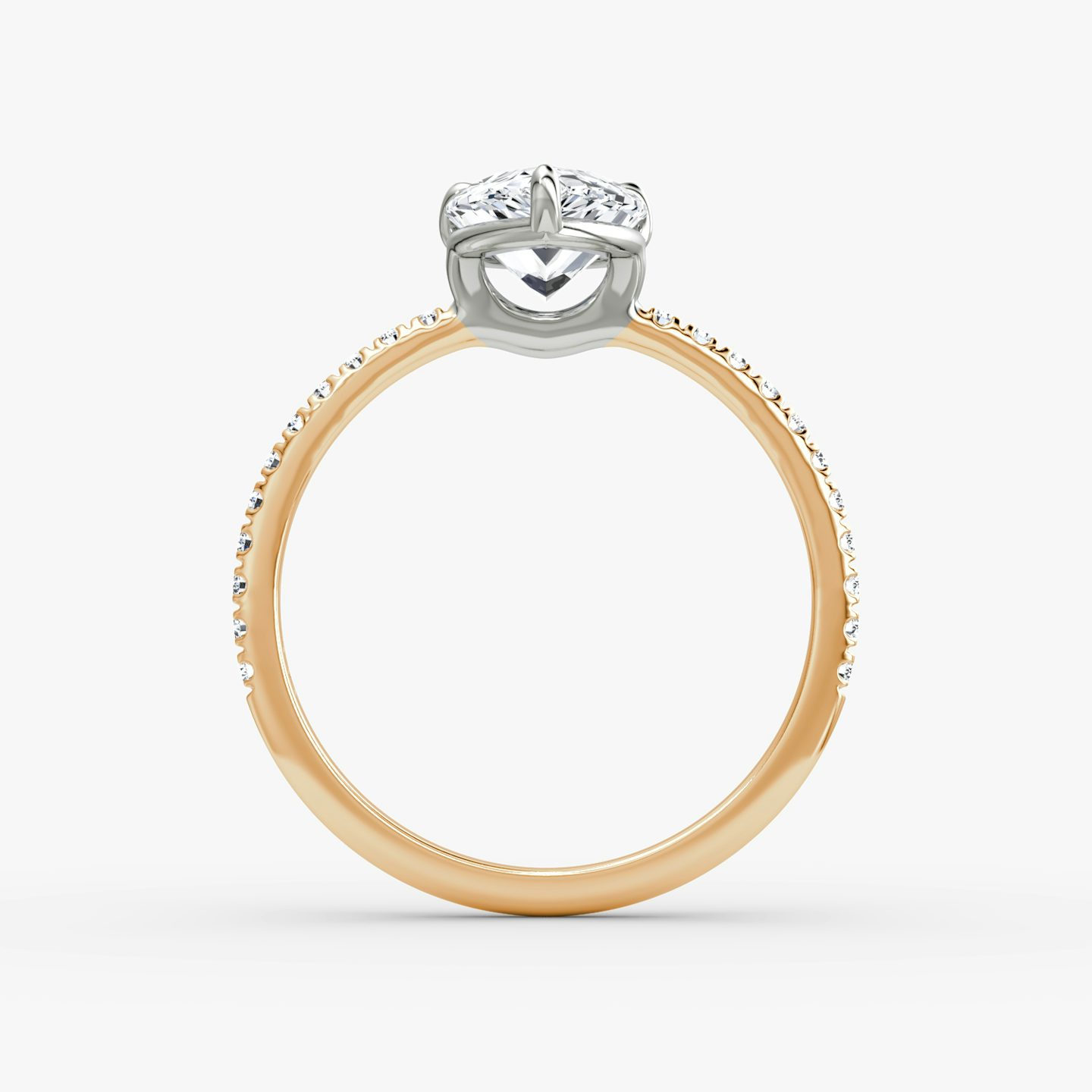 Signature | Tropfen | 14k | Roségold und Platin | bandAccent: Mit Pavé-Besatz | bandWidth: standard | hiddenHalo: no | diamondOrientation: vertical | caratWeight: other