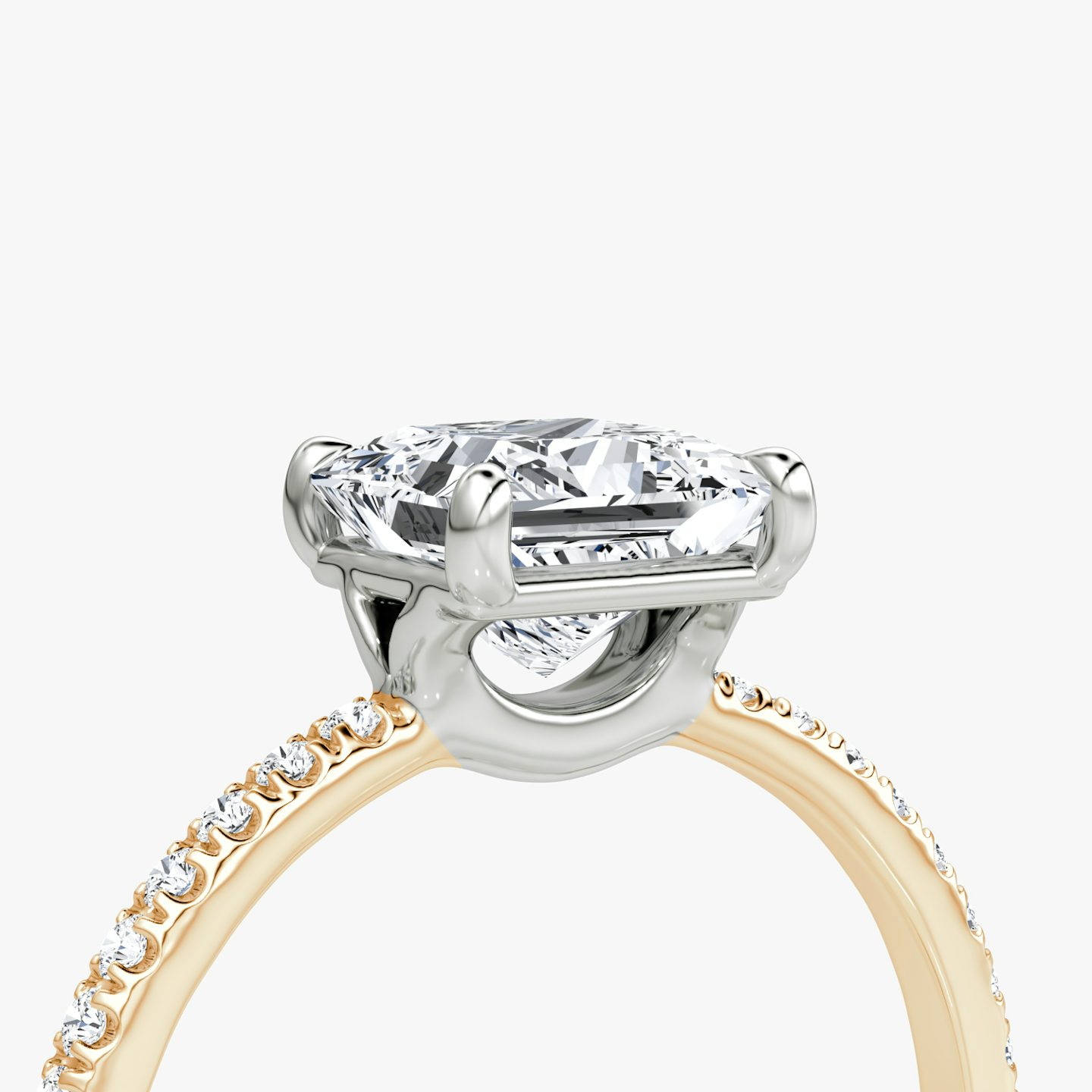 The Signature | Princess | 14k | Rose Gold and Platinum | bandAccent: Pavé | bandWidth: standard | hiddenHalo: no | diamondOrientation: vertical | caratWeight: other