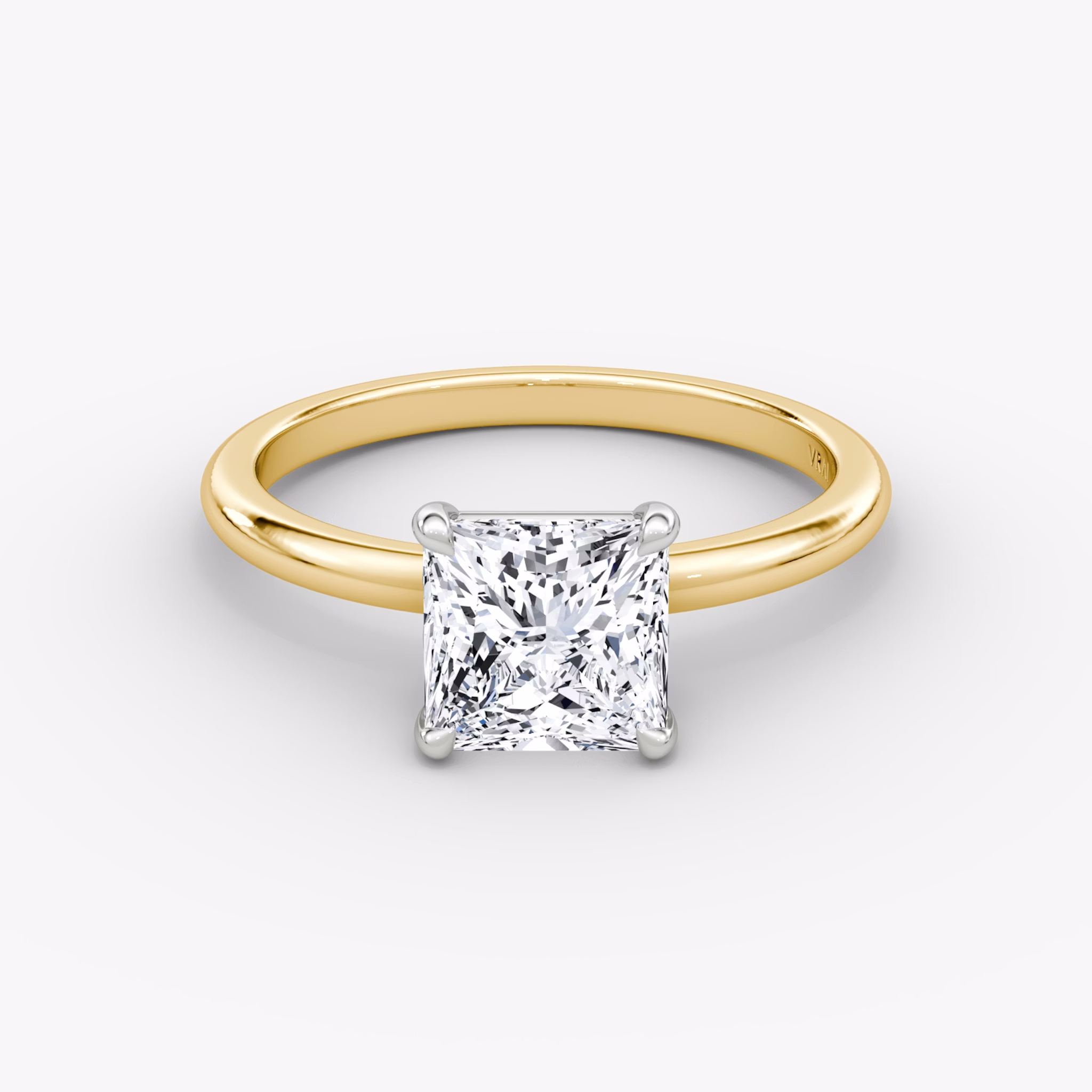The Signature | Princess | 18k | Yellow Gold and Platinum | bandAccent: Plain | bandWidth: standard | hiddenHalo: no | diamondOrientation: vertical | caratWeight: other