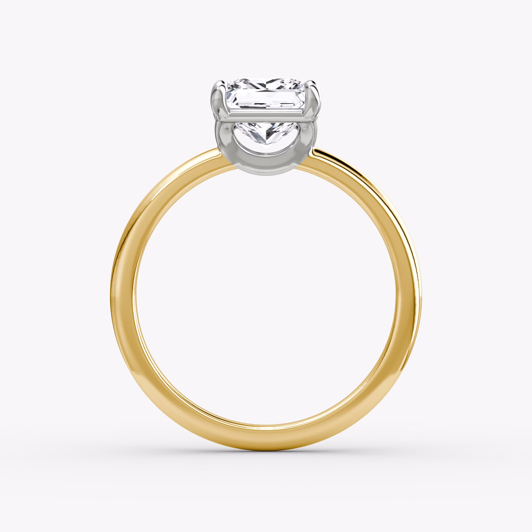 The Signature | Princess | 18k | Yellow Gold and Platinum | bandAccent: Plain | bandWidth: standard | hiddenHalo: no | diamondOrientation: vertical | caratWeight: other
