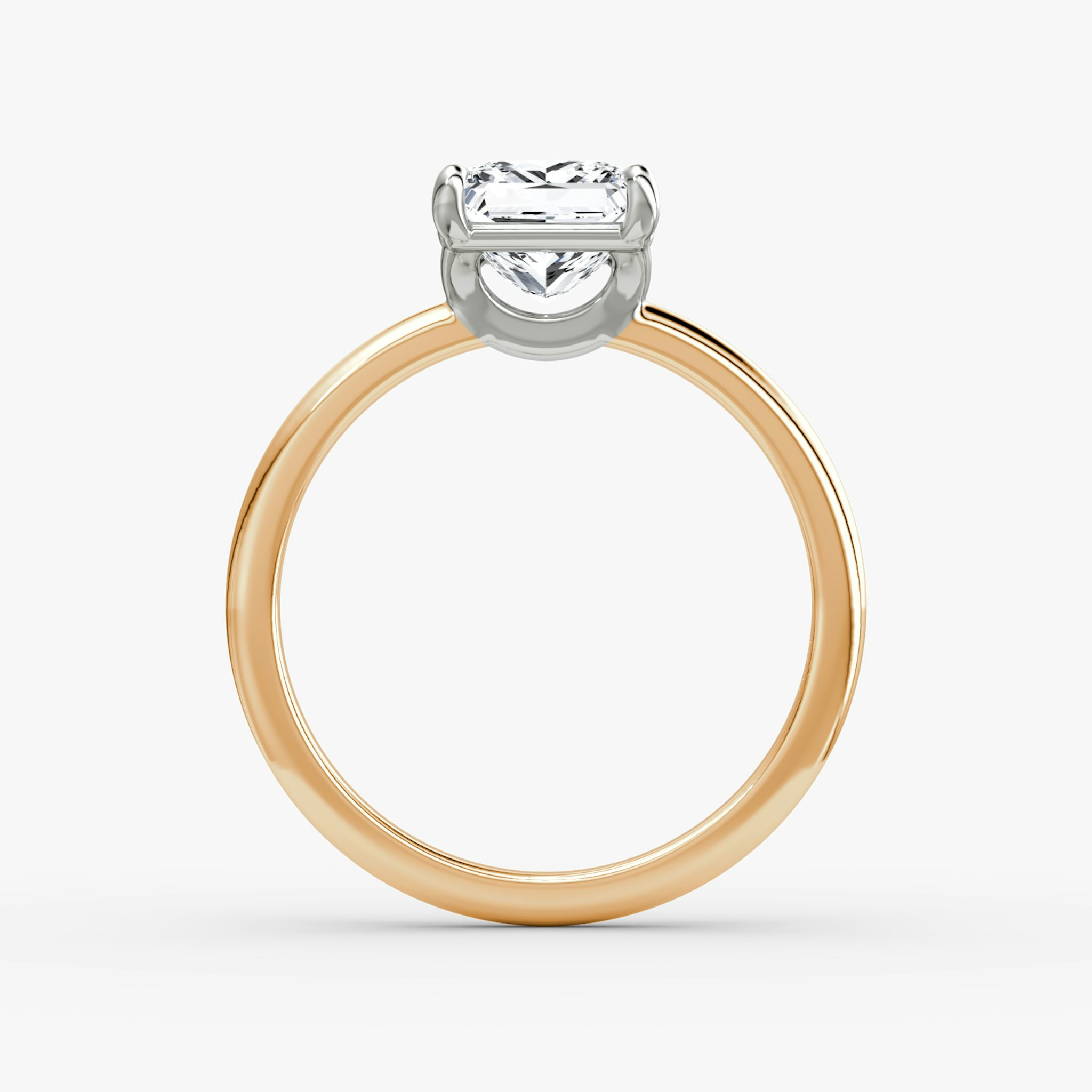 The Signature | Princess | 14k | Rose Gold and Platinum | bandAccent: Plain | bandWidth: standard | hiddenHalo: no | diamondOrientation: vertical | caratWeight: other
