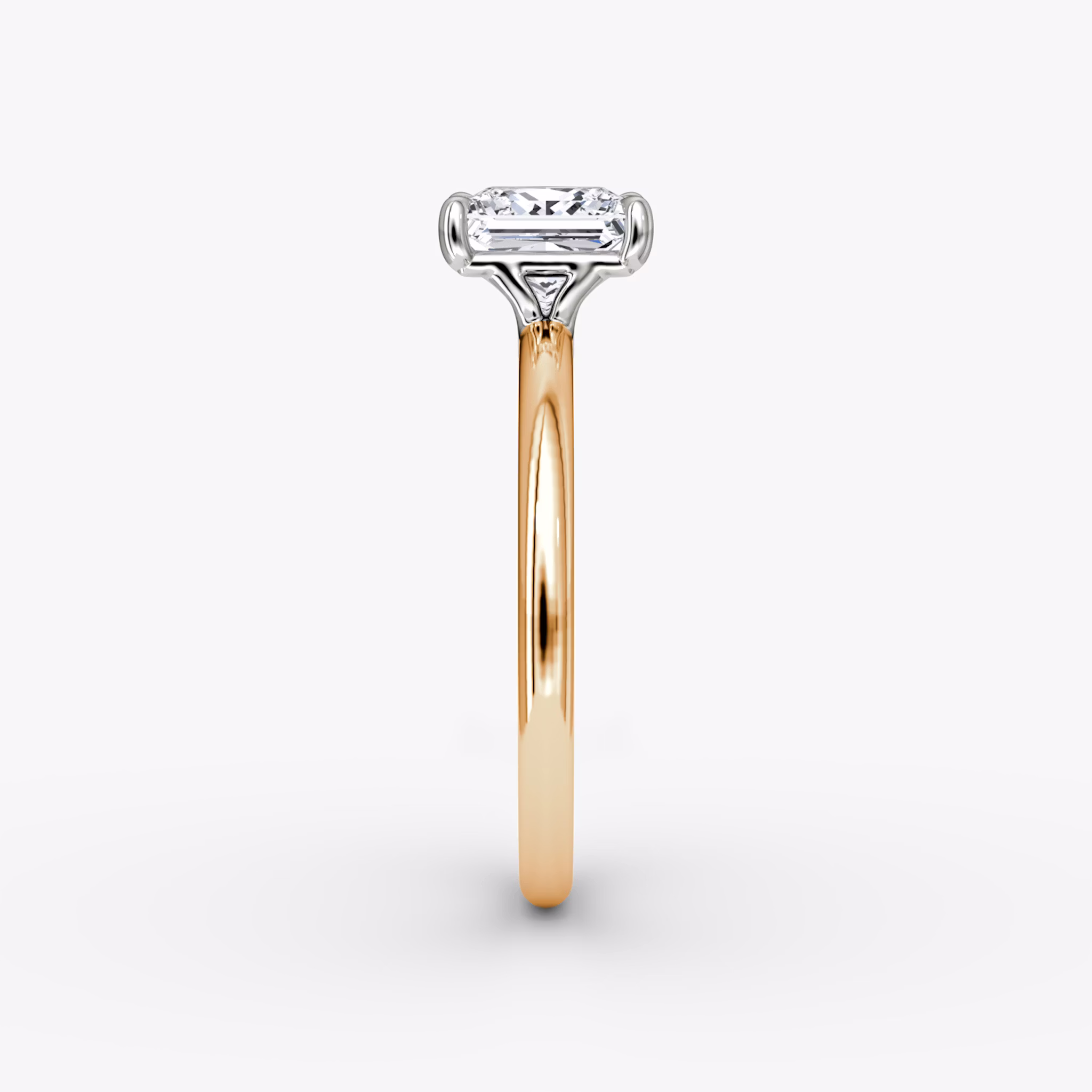 The Signature | Princess | 14k | Rose Gold and Platinum | bandAccent: Plain | bandWidth: standard | hiddenHalo: no | diamondOrientation: vertical | caratWeight: other