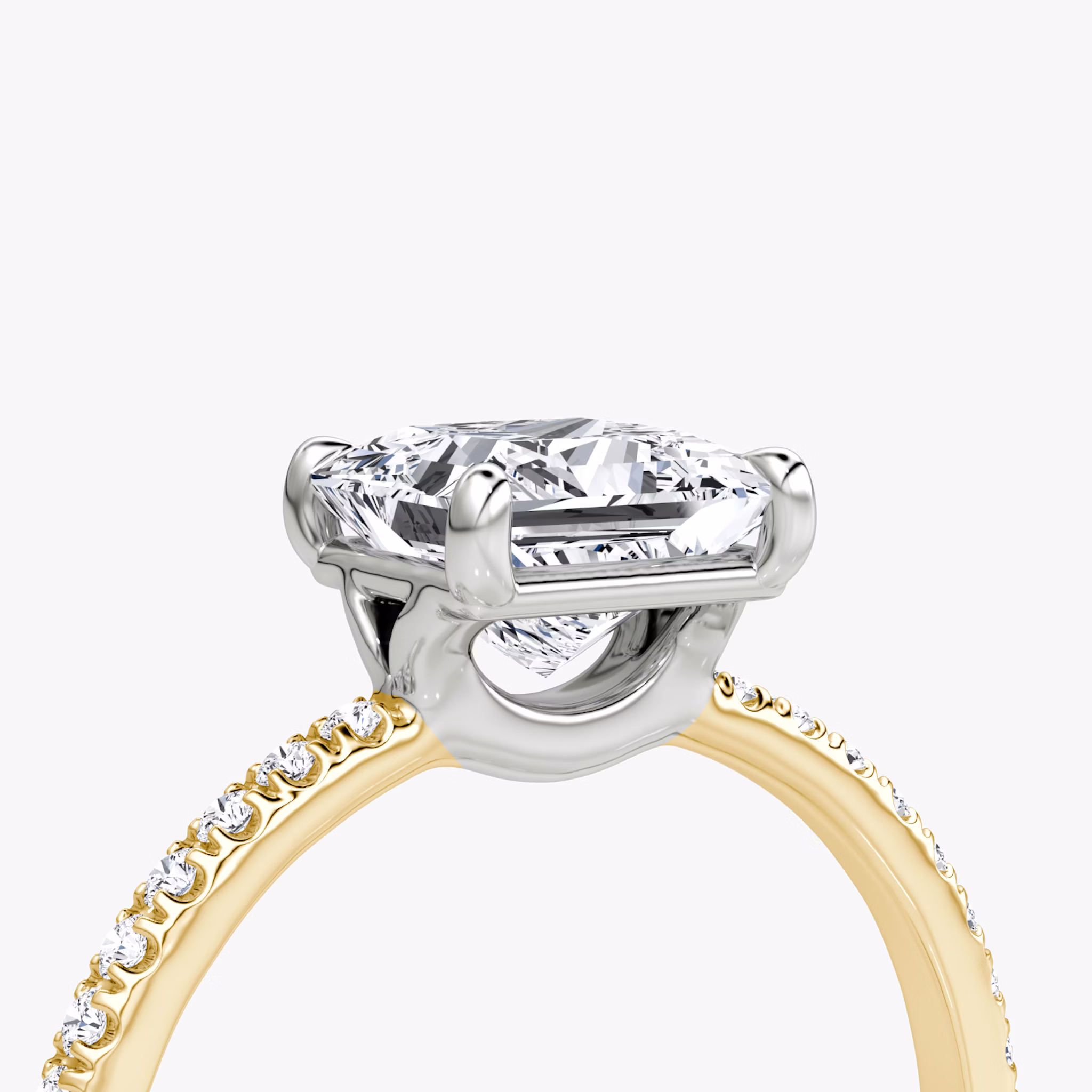 The Signature | Princess | 18k | Yellow Gold and Platinum | bandAccent: Pavé | bandWidth: standard | hiddenHalo: no | diamondOrientation: vertical | caratWeight: other