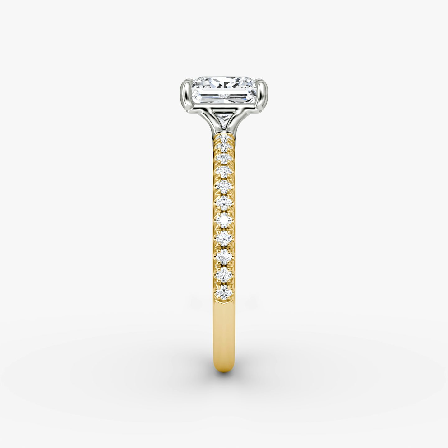 The Signature | Princess | 18k | Yellow Gold and Platinum | bandAccent: Pavé | bandWidth: standard | hiddenHalo: no | diamondOrientation: vertical | caratWeight: other