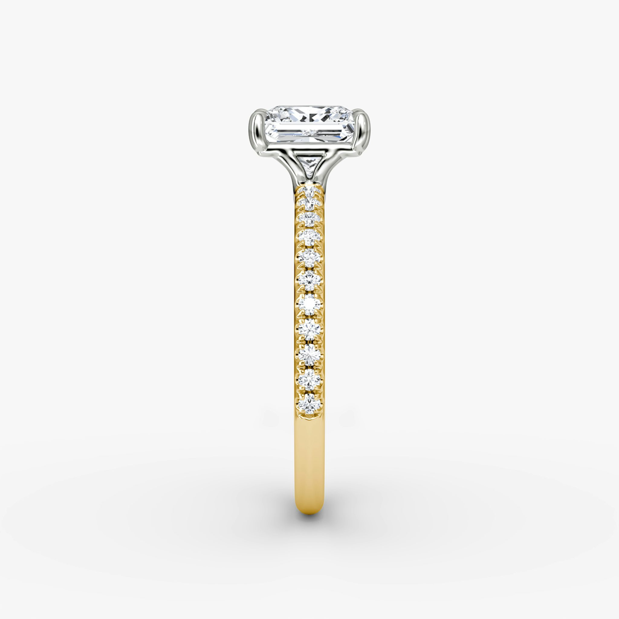 The Signature | Princess | 18k | Yellow Gold and Platinum | bandAccent: Pavé | bandWidth: standard | hiddenHalo: no | diamondOrientation: vertical | caratWeight: other