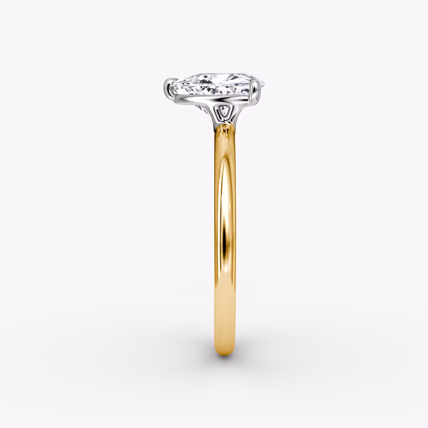 The Signature | Trillion | 18k | Yellow Gold and Platinum | bandAccent: Plain | bandWidth: standard | hiddenHalo: no | diamondOrientation: vertical | caratWeight: other