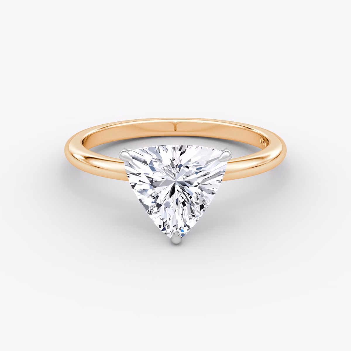 The Signature | Trillion | 14k | Rose Gold and Platinum | bandAccent: Plain | bandWidth: standard | hiddenHalo: no | diamondOrientation: vertical | caratWeight: other