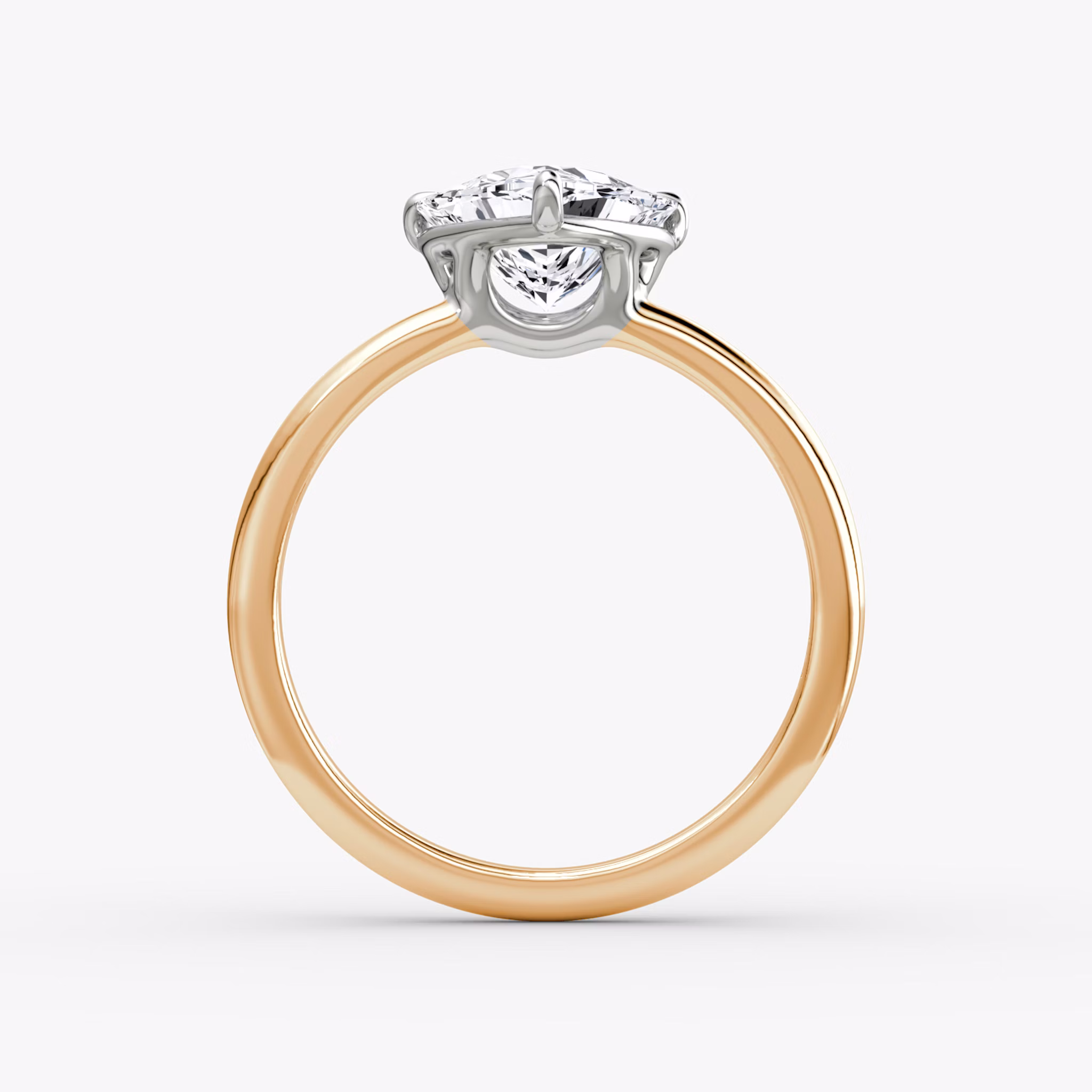 The Signature | Trillion | 14k | Rose Gold and Platinum | bandAccent: Plain | bandWidth: standard | hiddenHalo: no | diamondOrientation: vertical | caratWeight: other