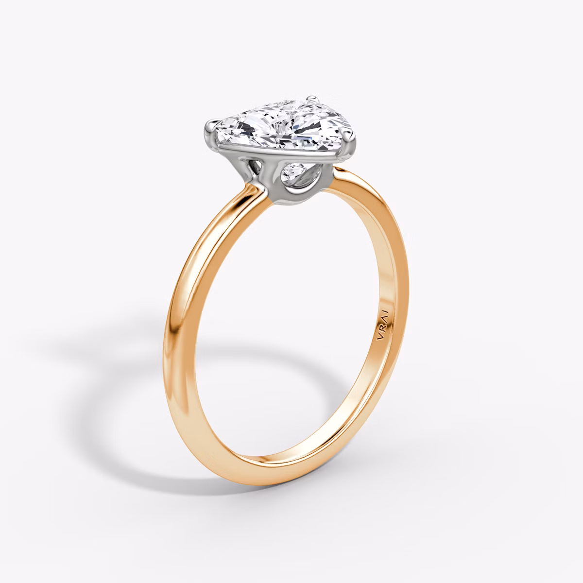 The Signature | Trillion | 14k | Rose Gold and Platinum | bandAccent: Plain | bandWidth: standard | hiddenHalo: no | diamondOrientation: vertical | caratWeight: other