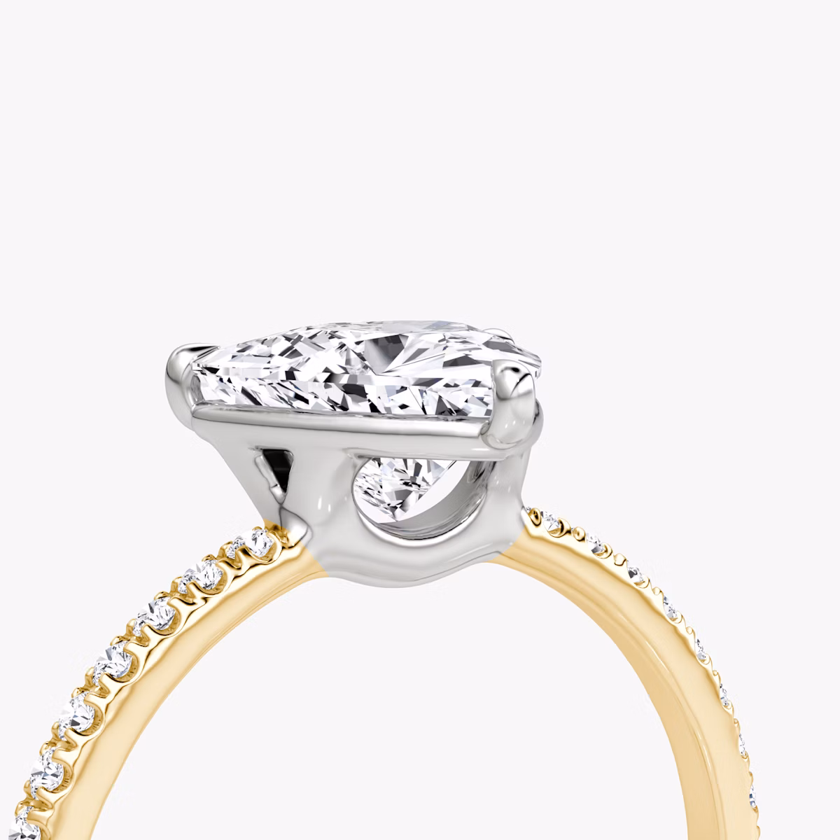 The Signature | Trillion | 18k | Yellow Gold and Platinum | bandAccent: Pavé | bandWidth: standard | hiddenHalo: no | diamondOrientation: vertical | caratWeight: other