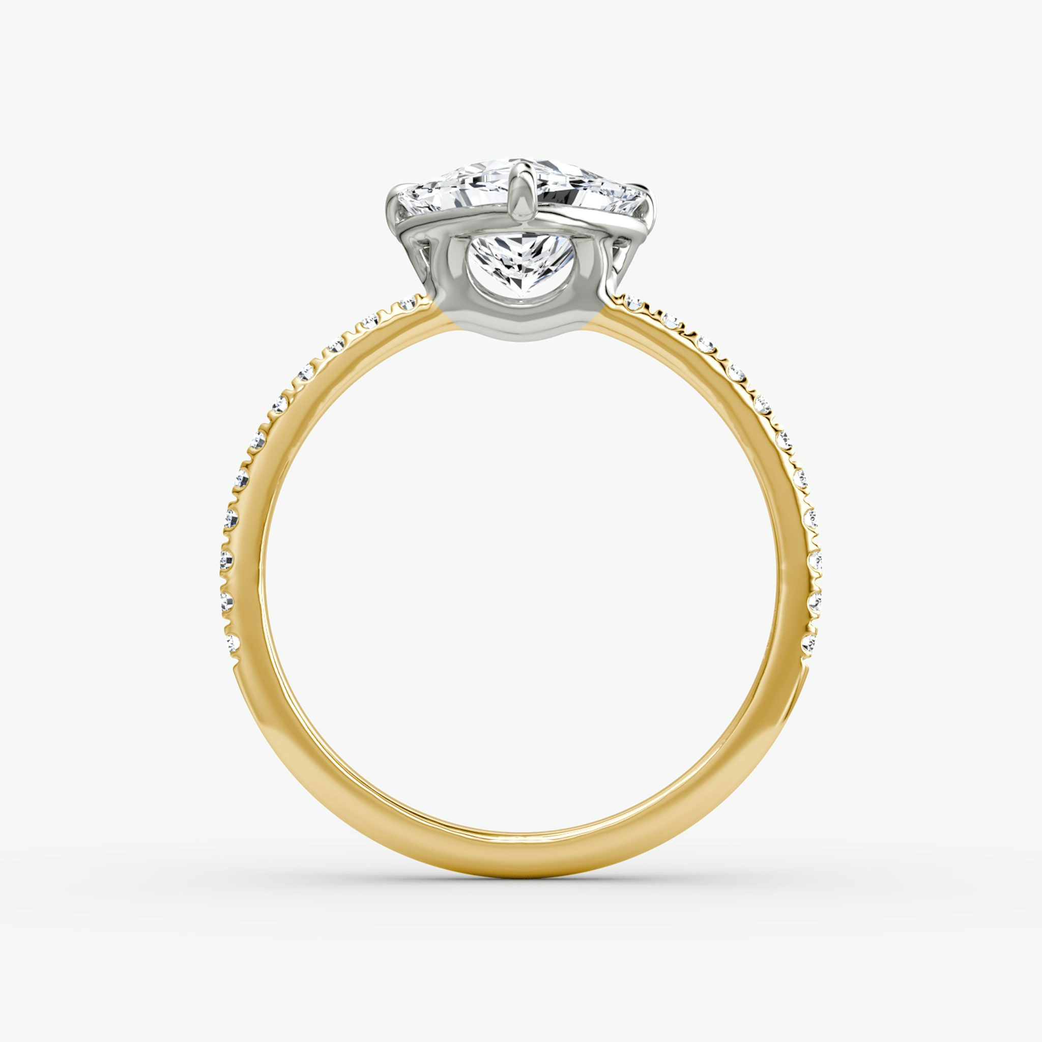 The Signature | Trillion | 18k | Yellow Gold and Platinum | bandAccent: Pavé | bandWidth: standard | hiddenHalo: no | diamondOrientation: vertical | caratWeight: other