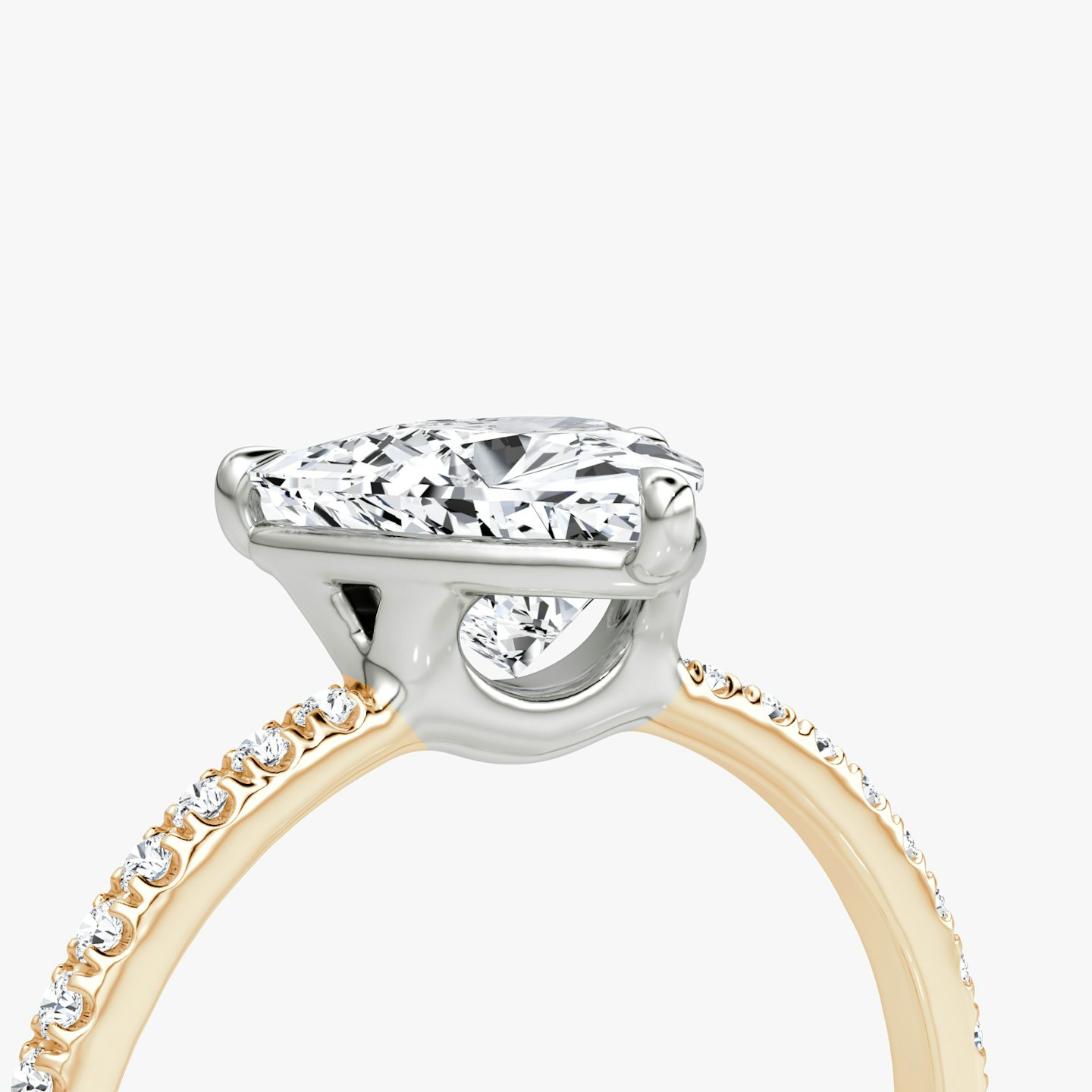 The Signature | Trillion | 14k | Rose Gold and Platinum | bandAccent: Pavé | bandWidth: standard | hiddenHalo: no | diamondOrientation: vertical | caratWeight: other