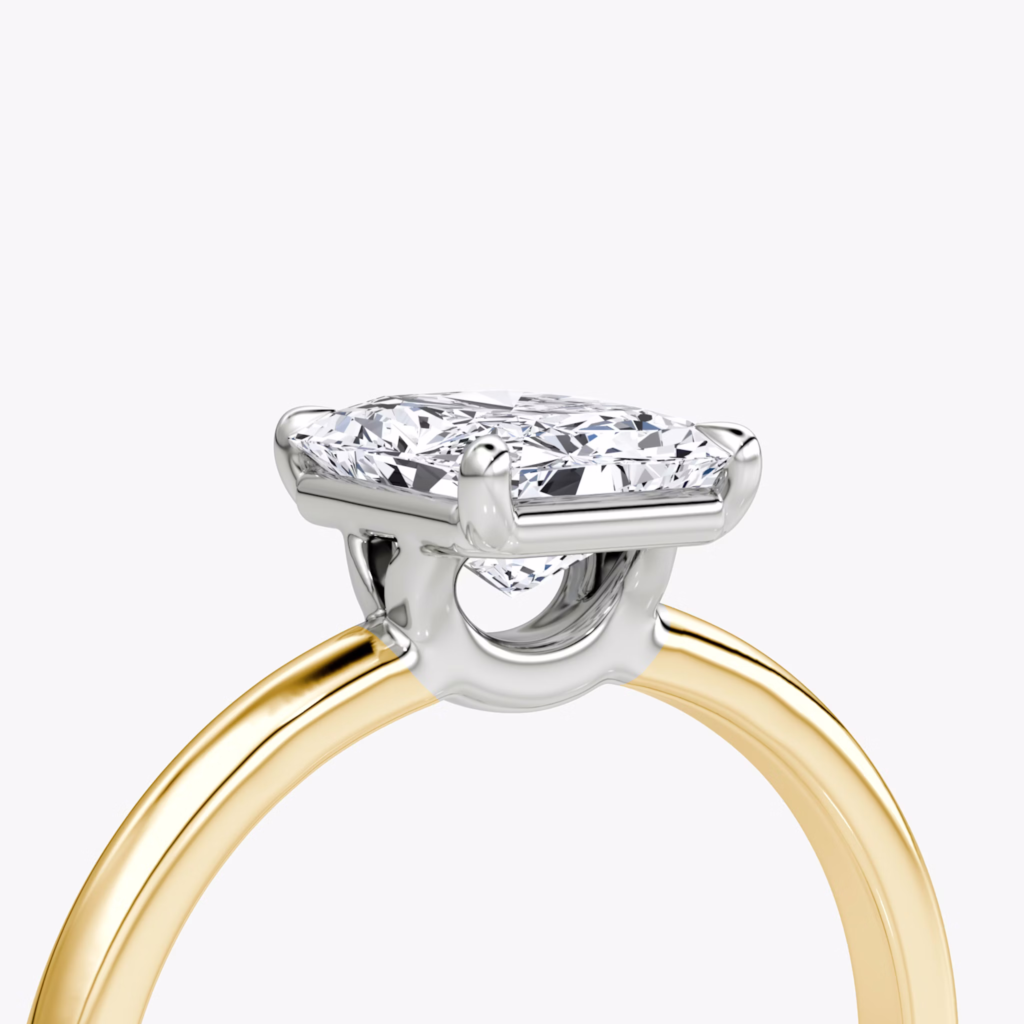 The Signature | Radiant | 18k | Yellow Gold and Platinum | bandAccent: Plain | bandWidth: standard | hiddenHalo: no | diamondOrientation: vertical | caratWeight: other