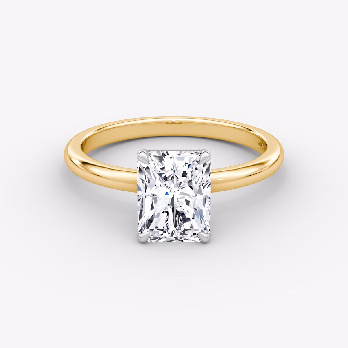 The Signature | Radiant | 18k | Yellow Gold and Platinum | bandAccent: Plain | bandWidth: standard | hiddenHalo: no | diamondOrientation: vertical | caratWeight: other
