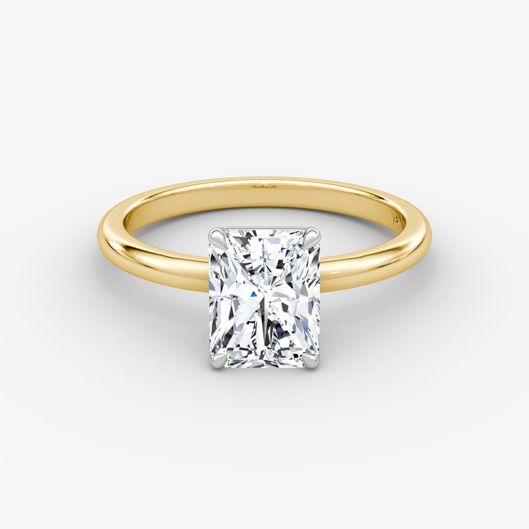 The Signature | Radiant | 18k | Yellow Gold and Platinum | bandAccent: Plain | bandWidth: standard | hiddenHalo: no | diamondOrientation: vertical | caratWeight: other
