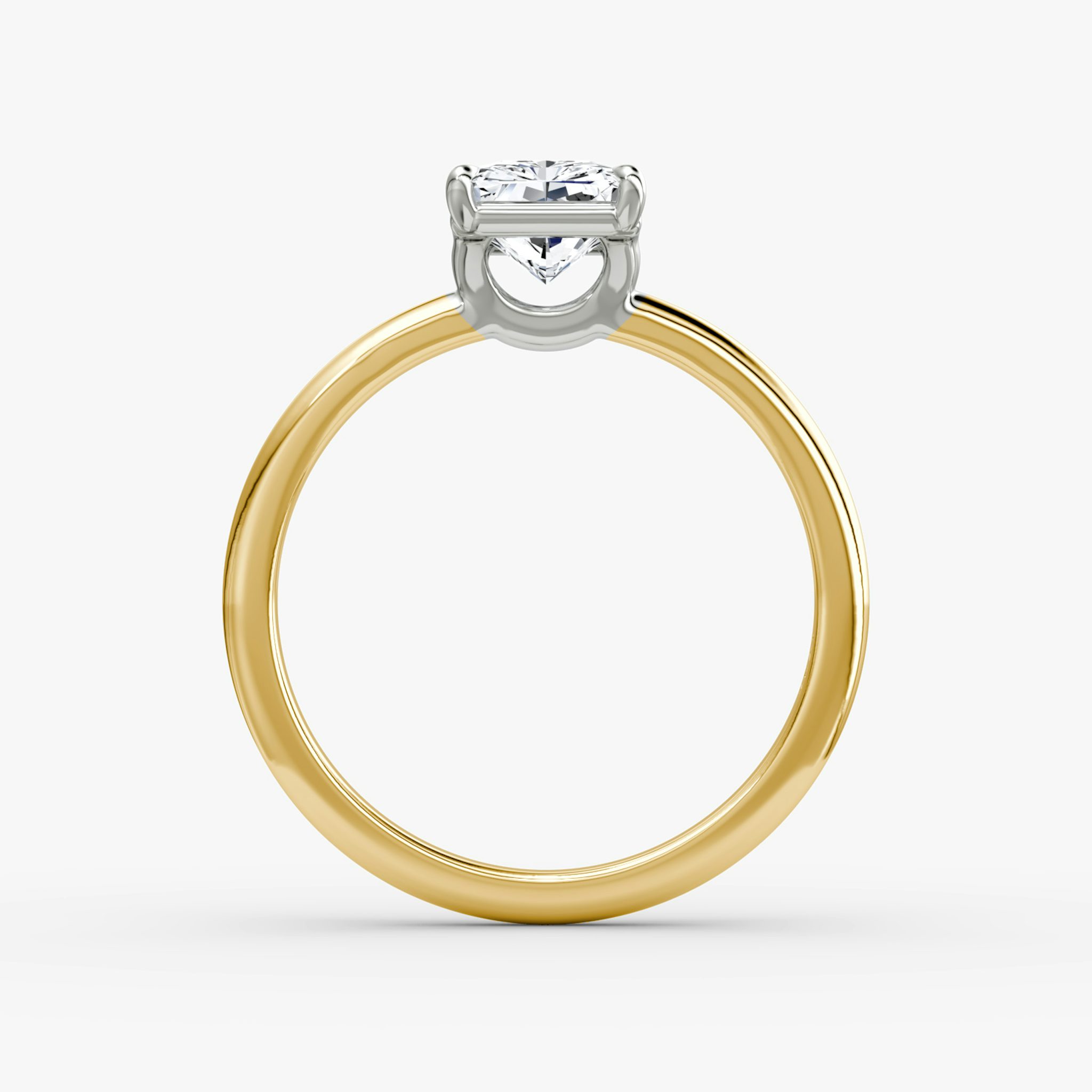 The Signature | Radiant | 18k | Yellow Gold and Platinum | bandAccent: Plain | bandWidth: standard | hiddenHalo: no | diamondOrientation: vertical | caratWeight: other