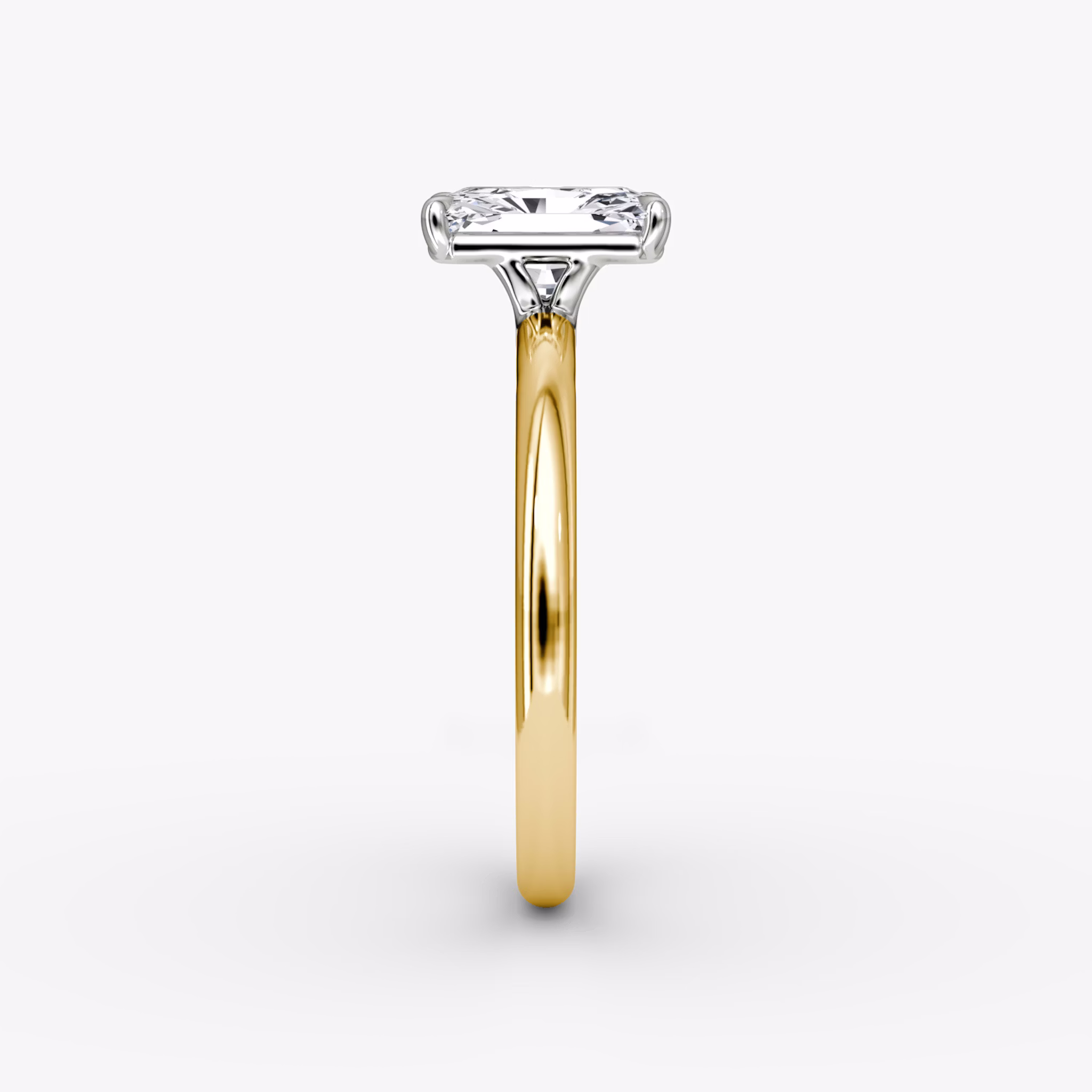 The Signature | Radiant | 18k | Yellow Gold and Platinum | bandAccent: Plain | bandWidth: standard | hiddenHalo: no | diamondOrientation: vertical | caratWeight: other