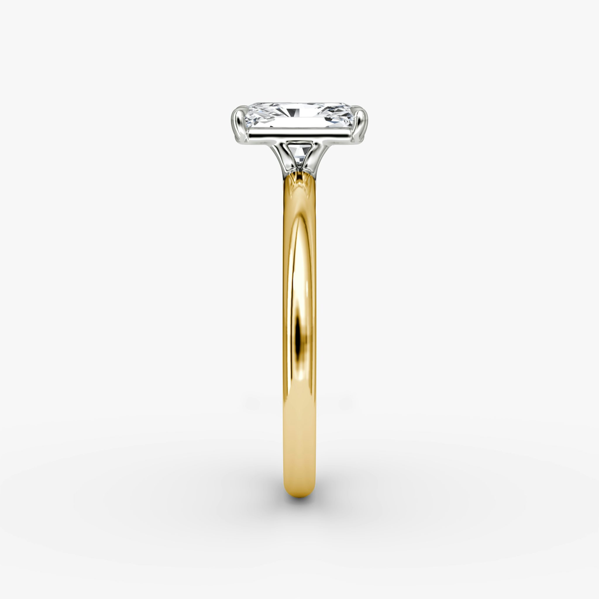 The Signature | Radiant | 18k | Yellow Gold and Platinum | bandAccent: Plain | bandWidth: standard | hiddenHalo: no | diamondOrientation: vertical | caratWeight: other